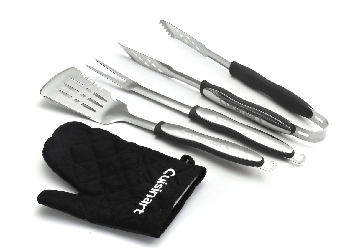 Cuisinart 4-Piece Grill Tool Set with Grill Glove, Black