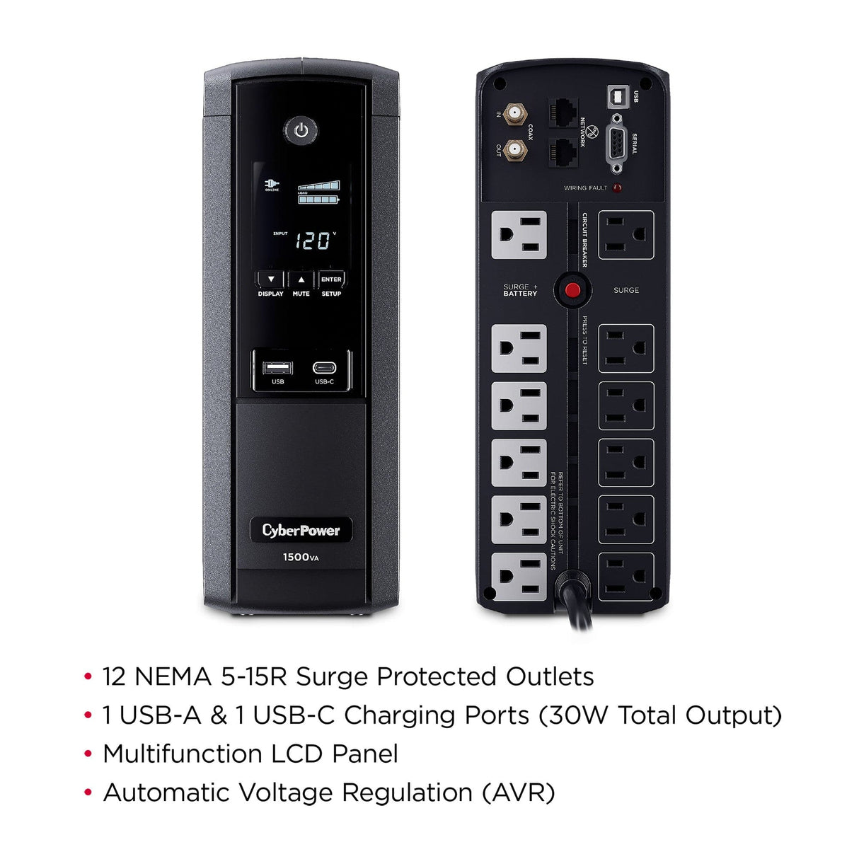 CyberPower 1500 VA/900 W Sine Wave UPS System - Certified Refurbished