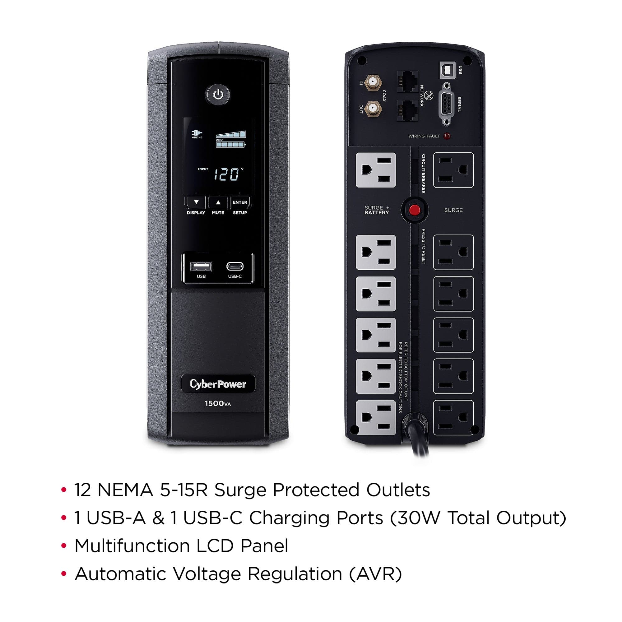 CyberPower 1500 VA/900 W Sine Wave UPS System - Certified Refurbished