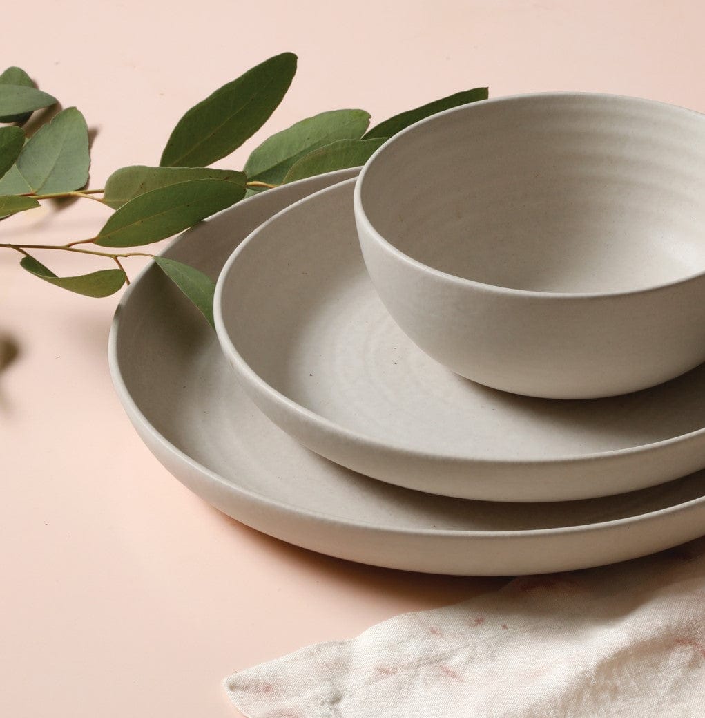 Cravings by Chrissy Teigen 12 Piece Artisan Dinnerware Set, Oat Milk