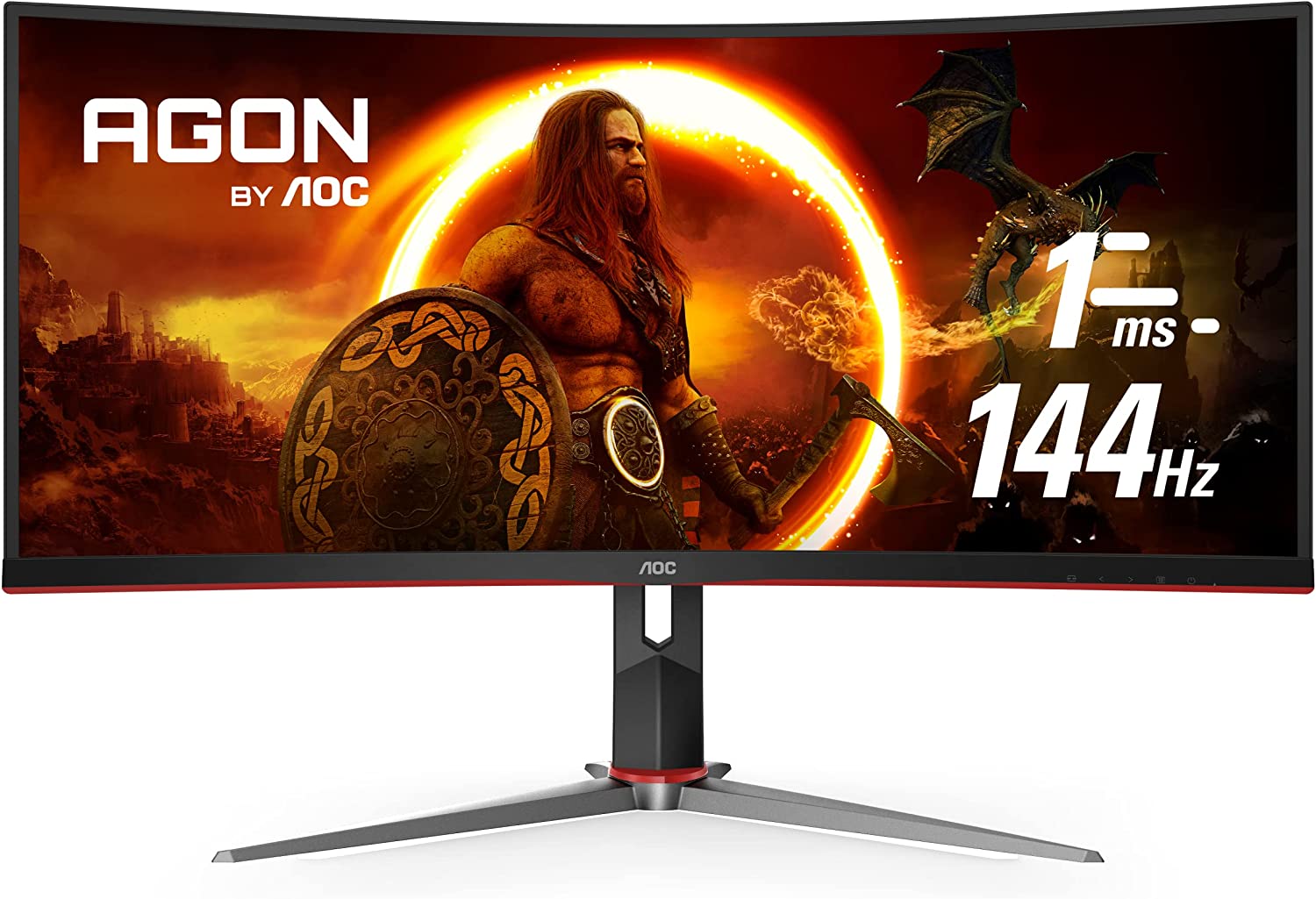 AOC 34" 3440 x 1440 144Hz Ultrawide Curved Monitor - Certified Refurbished