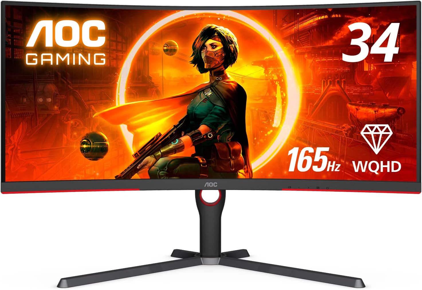 AOC 34" 3440x1440 165Hz 21:9 UltraWide Curved Monitor - Certified Refurbished