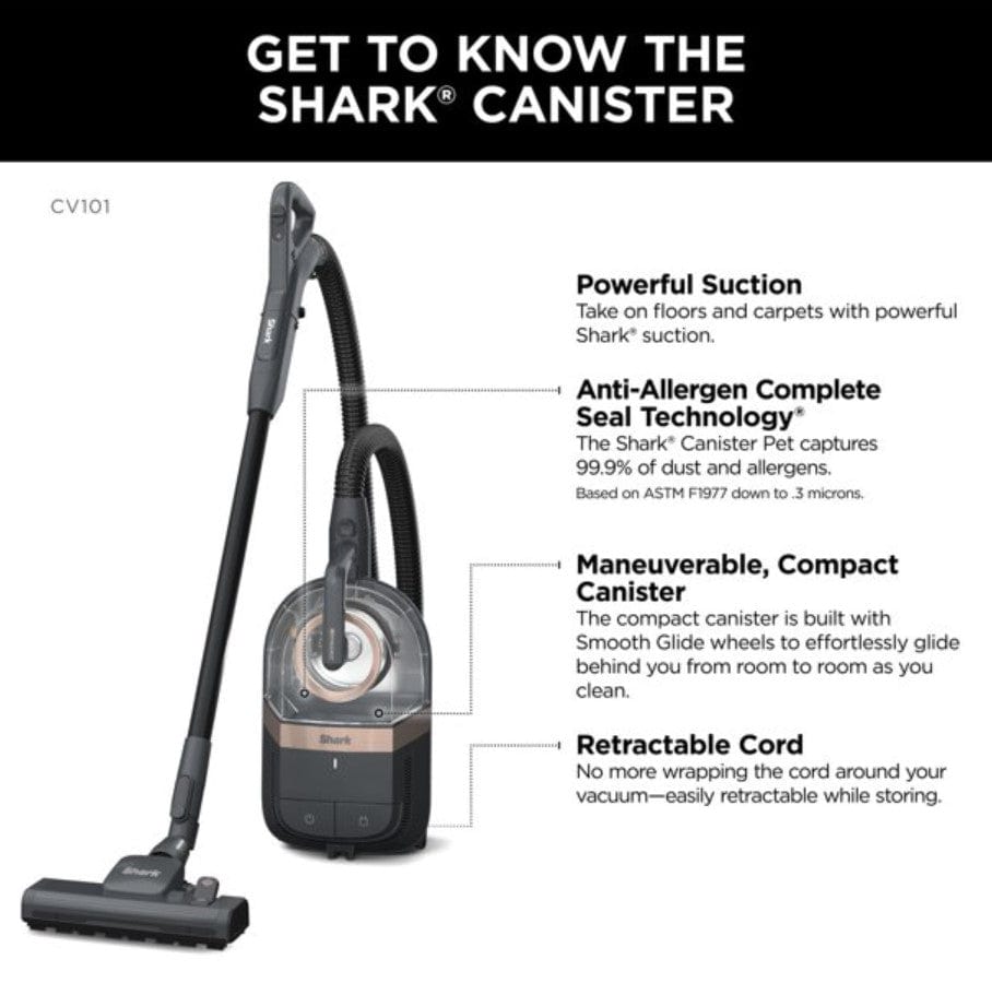 Shark Bagless Corded with Self-Cleaning Brushroll Canister Vacuum, Grey