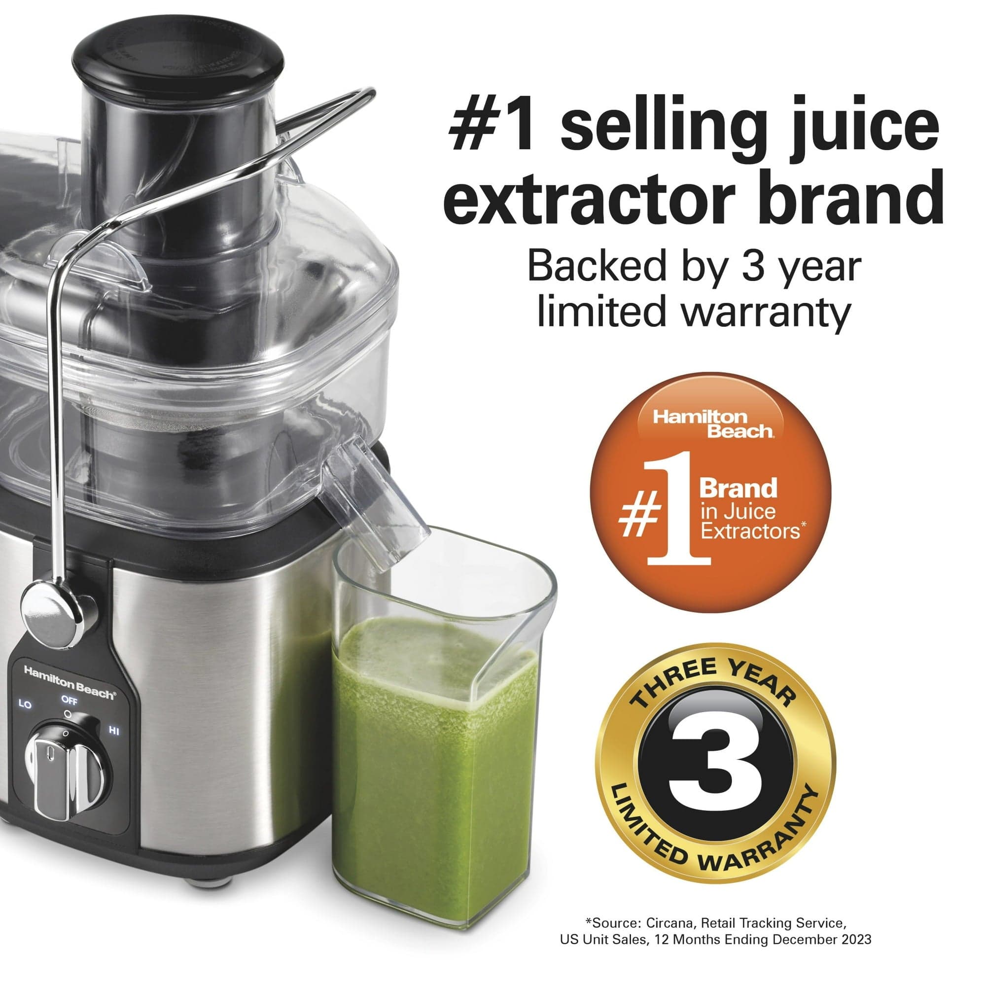 Hamilton Beach Easy Clean Juicer, Juice Extractor, Big Mouth Chute - Certified Refurbished