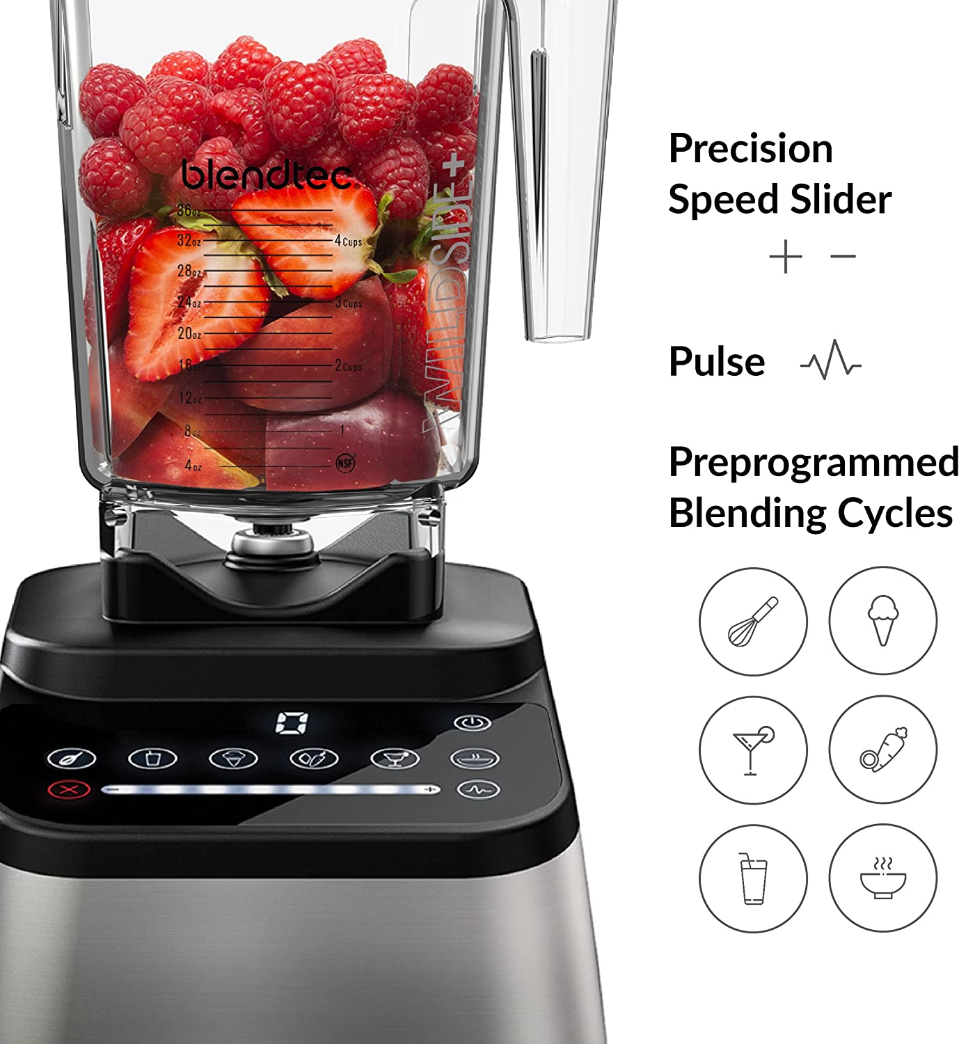 Blendtec Designer 650 Blender, WildSide+ Jar, 8 Speeds, Black