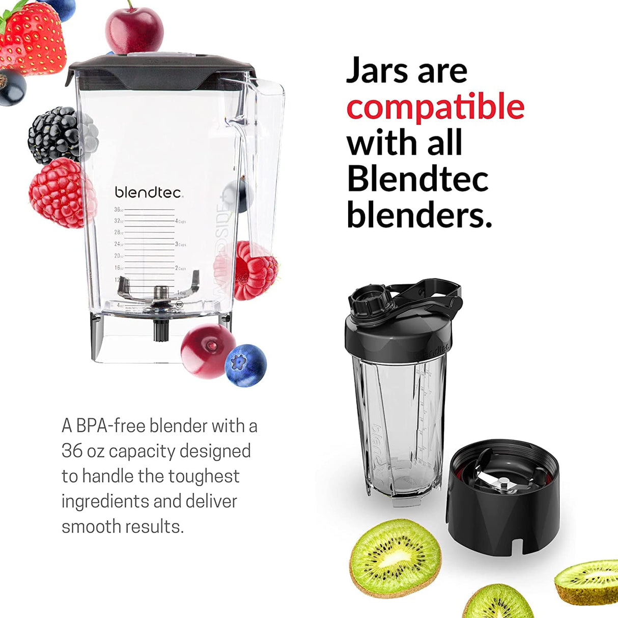 Blendtec Designer 650 Blender, WildSide+ Jar, 8 Speeds, Stainless Black