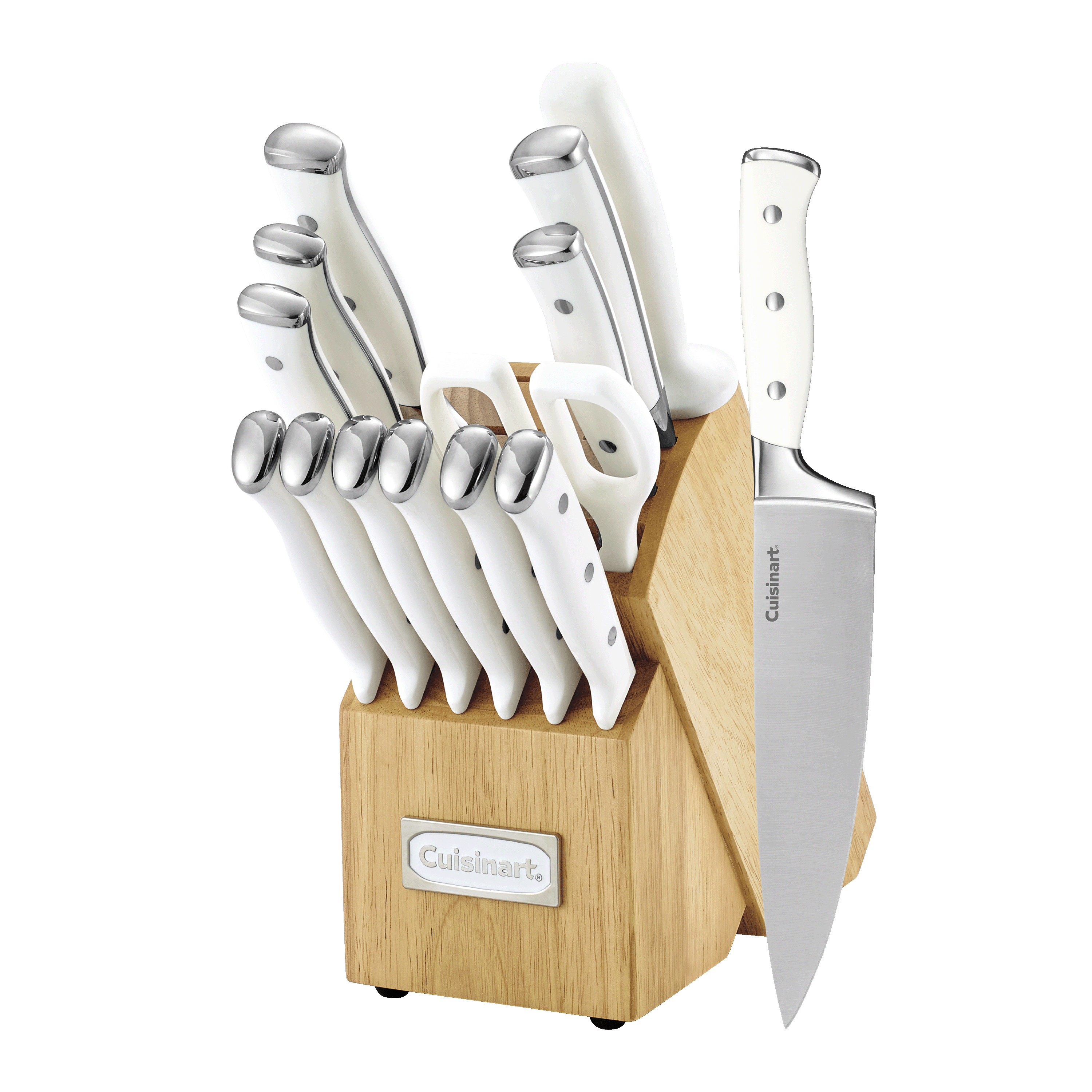Cuisinart Triple Rivet 15 Piece Knife Block Set, White