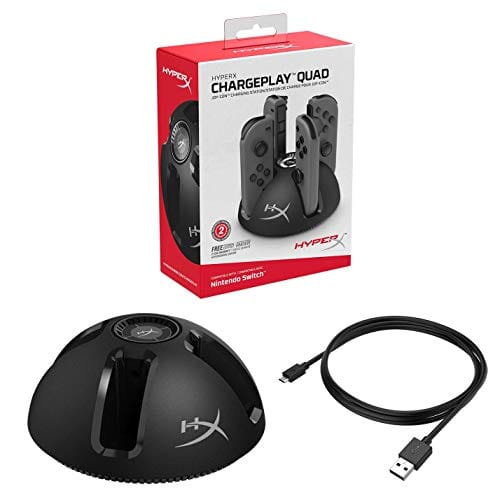 HyperX ChargePlay Quad 4-in-1 Joy-Con Charging Station for Nintendo Switch, LED Indicators, Gray - Certified Refurbished