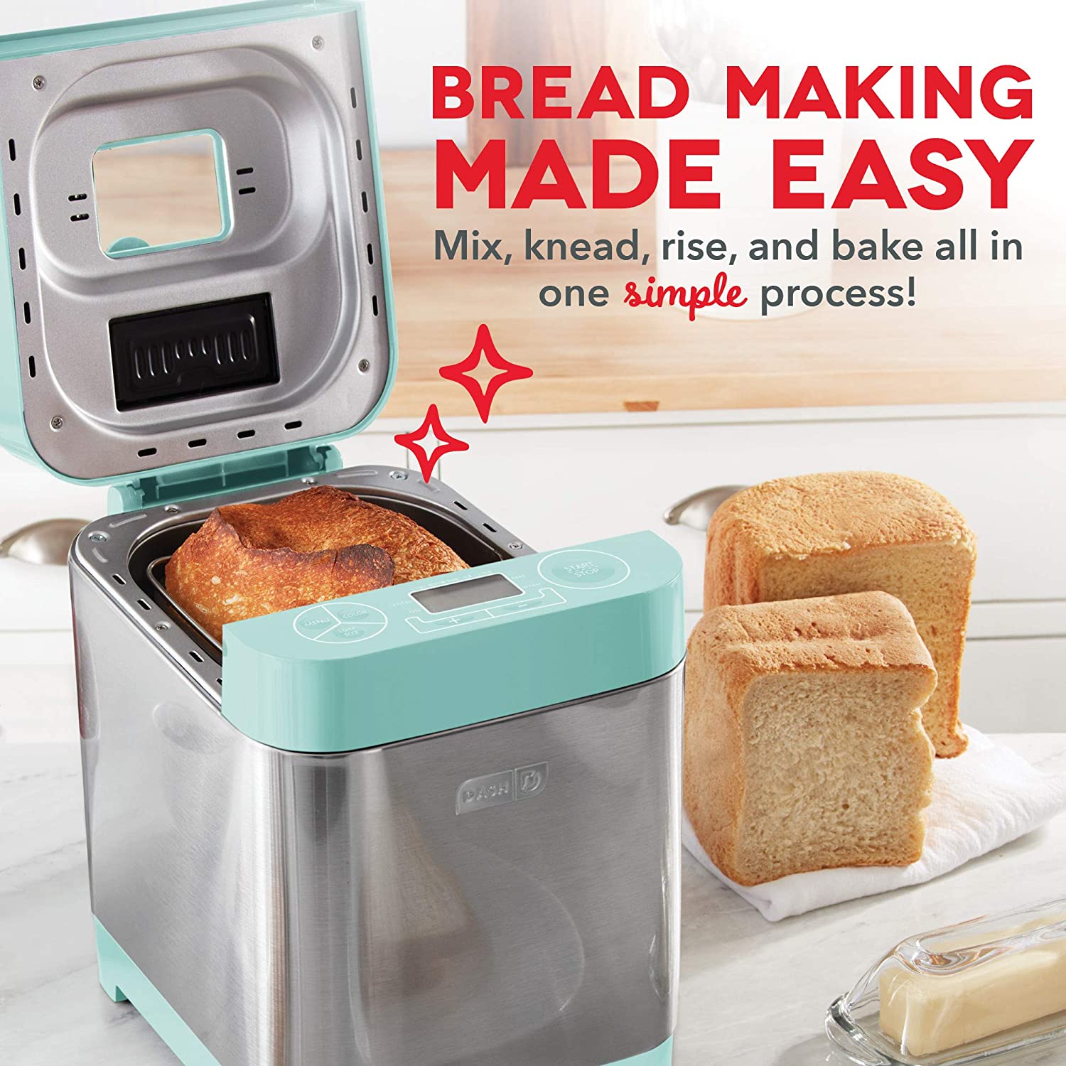 Dash Everyday 1.5 Lb Bread Maker Aqua - Certified Refurbished