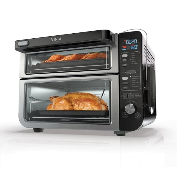 Ninja 12-in-1 Smart FlexDoor, Thermometer, Rapid Top Convection and Air Fry Bottom Double Oven, Toaster Oven, Stainless Steel - Open Box
