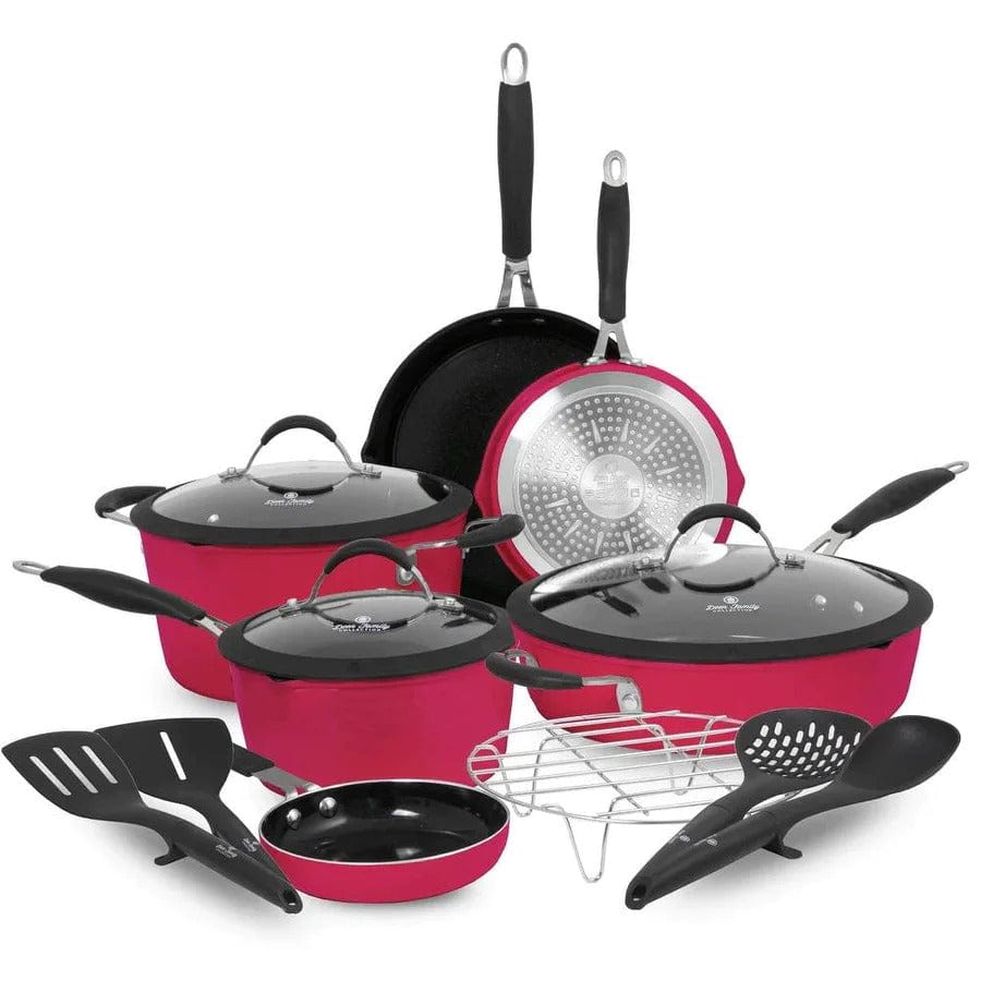 Paula Deen 14 Piece Ceramic Non-Stick Cookware Set, Red