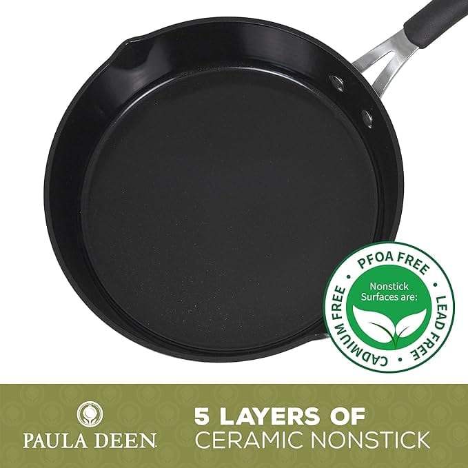 Paula Deen 14 Piece Ceramic Non-Stick Cookware Set, Red