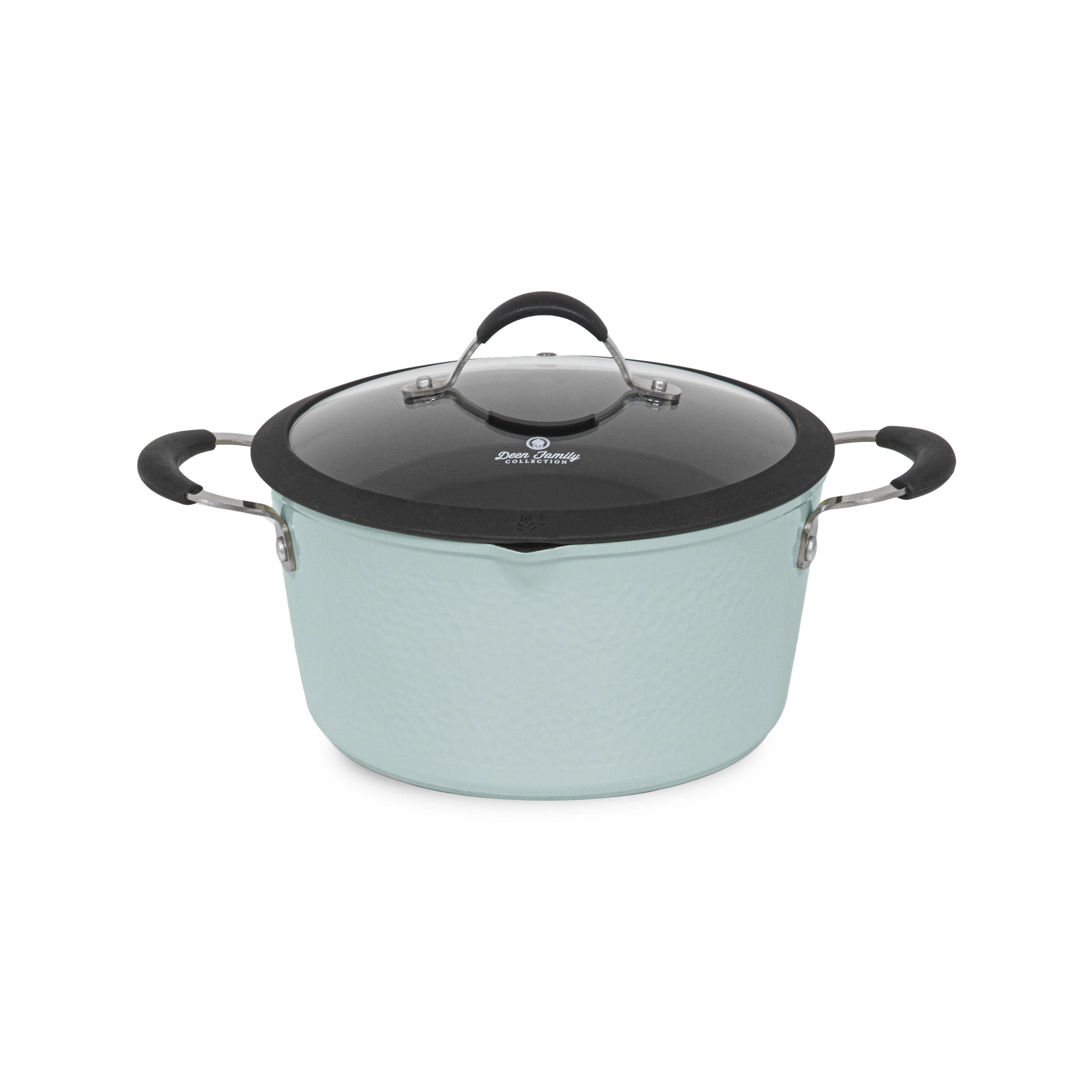 Paula Deen 14-Piece Hammered Aluminum Forged Cookware Set, Sea Glass