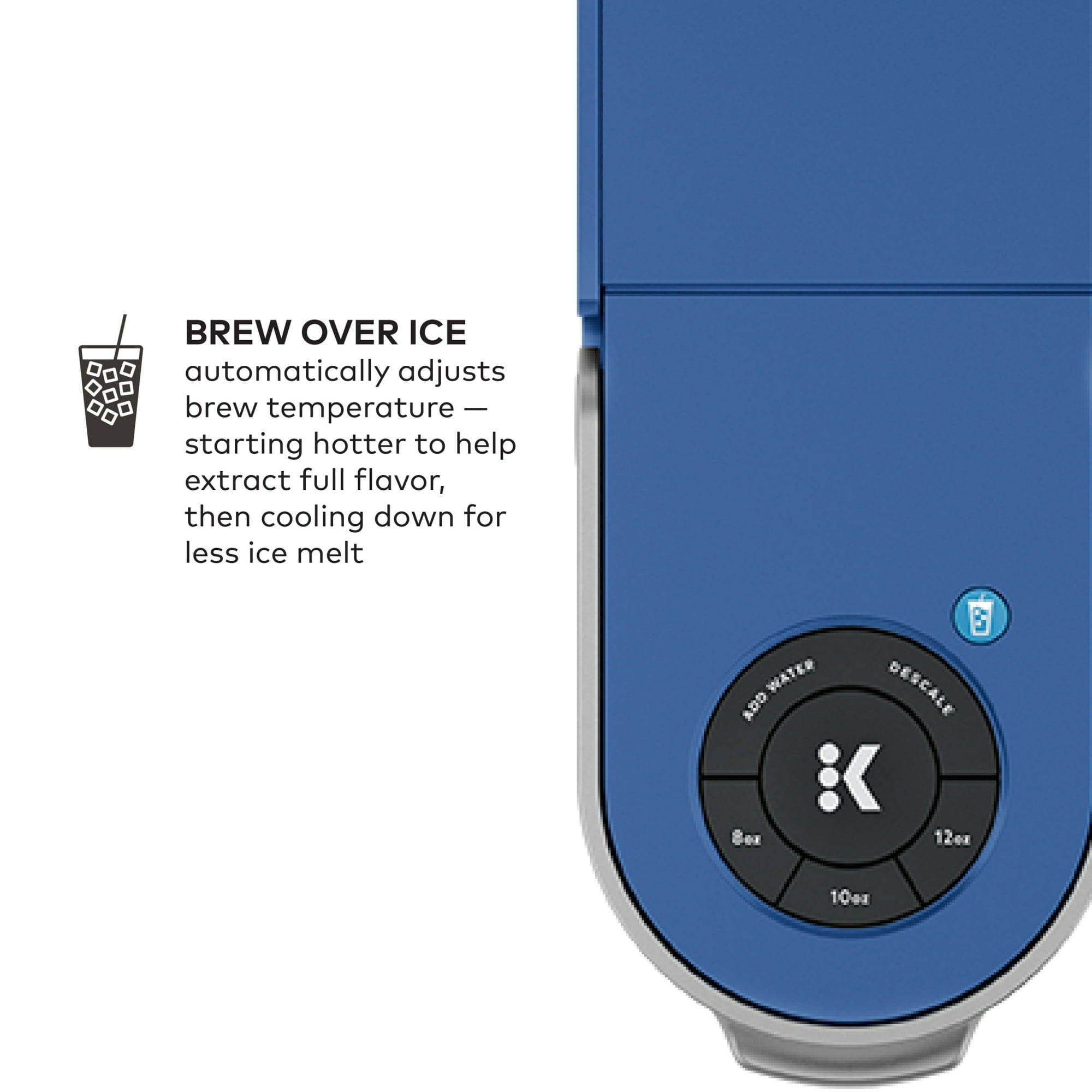 Keurig K-Slim + ICED Single Serve Coffee Maker, Hot & Cold Brewing, 3 Brew Sizes, 46oz Removable Reservoir, Blue - Open Box