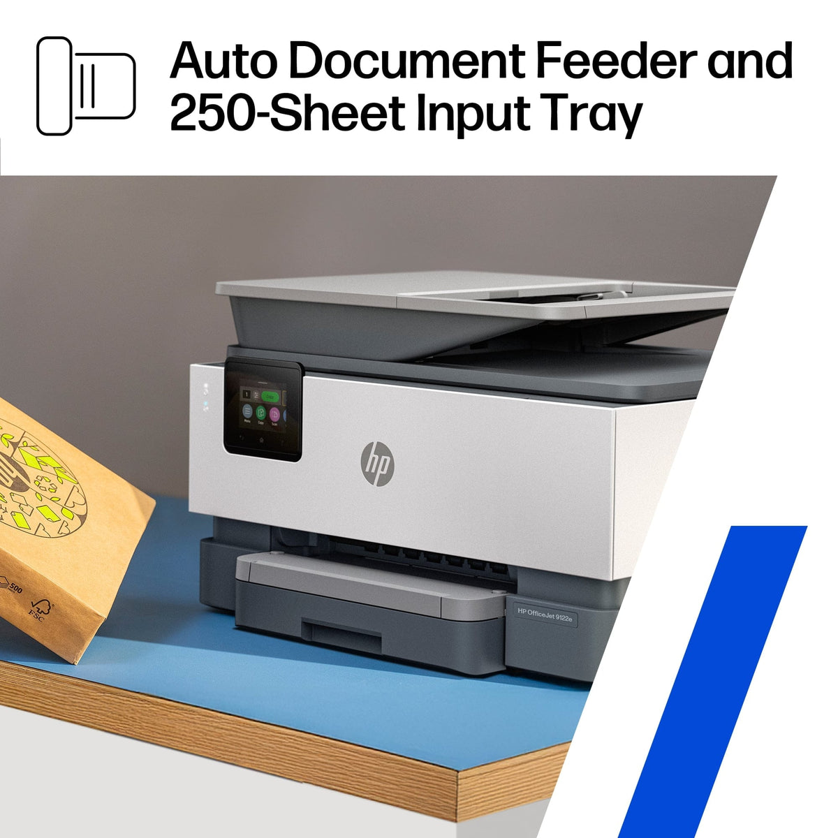 HP OfficeJet Pro 9122e Wireless All-in-One Color Inkjet Printer, Print, Scan, Copy, Fax, Duplex, ADF - Certified Refurbished