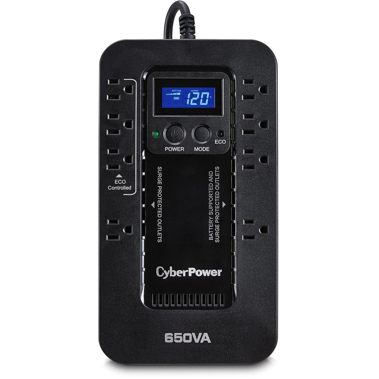 CyberPower 650VA/390W 8 Outlets ECO LCD UPS - New Battery Certified Refurbished