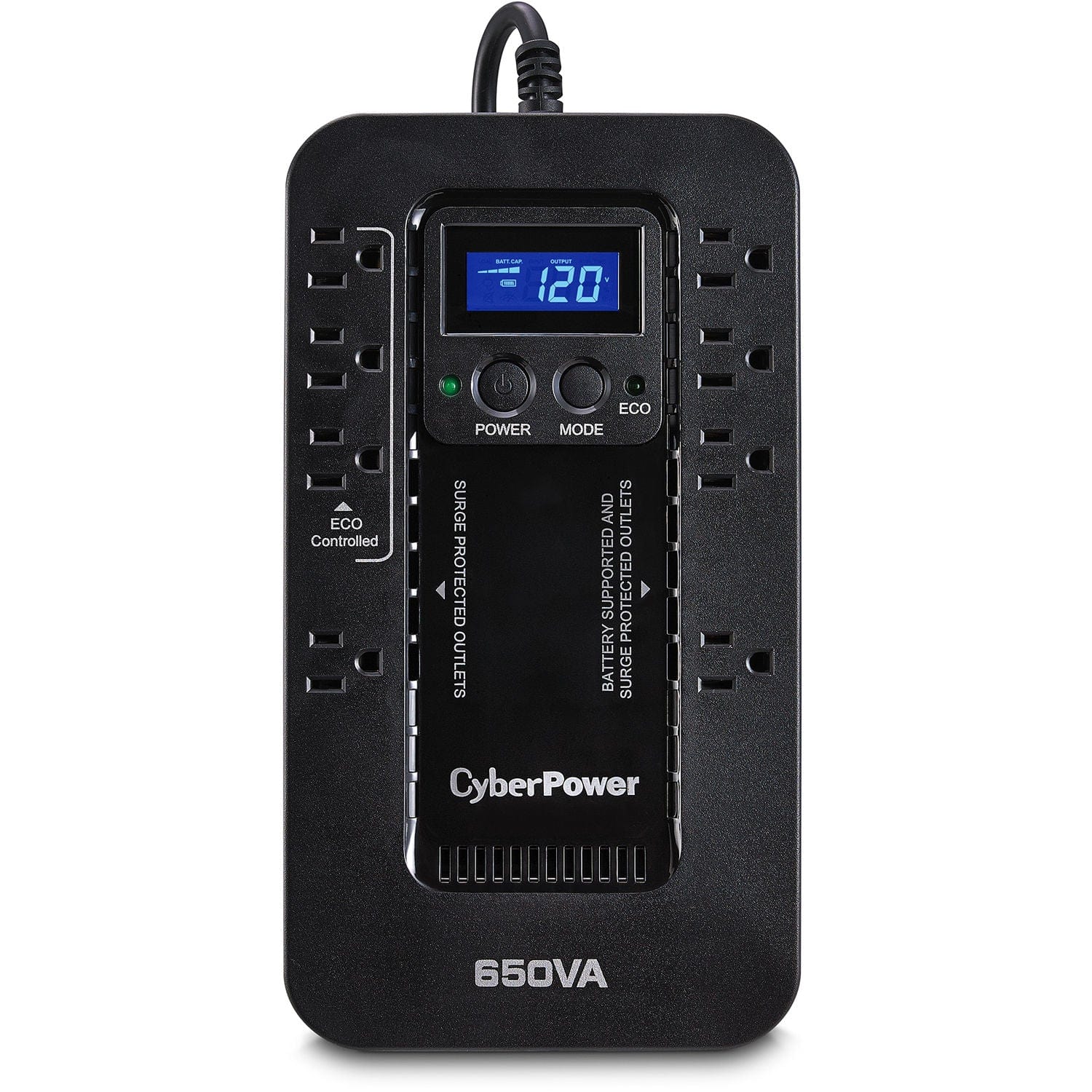 CyberPower 650VA/390W 8 Outlets ECO LCD UPS - New Battery Certified Refurbished