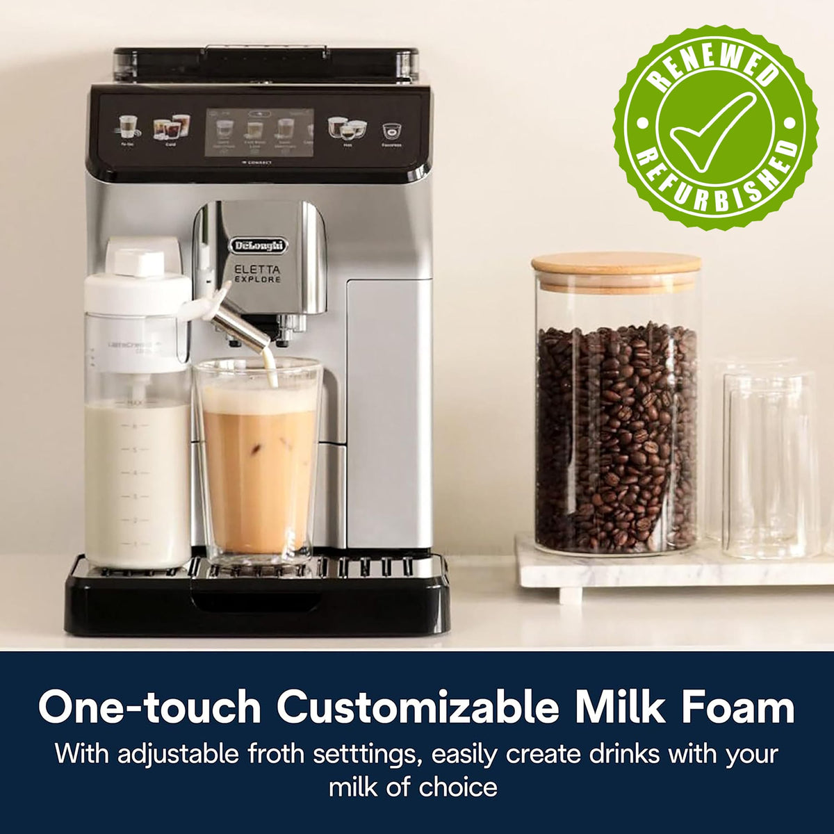 De'Longhi Eletta Explore Fully Automatic Espresso Machine with Cold Brew, ECAM45086S (Renewed)