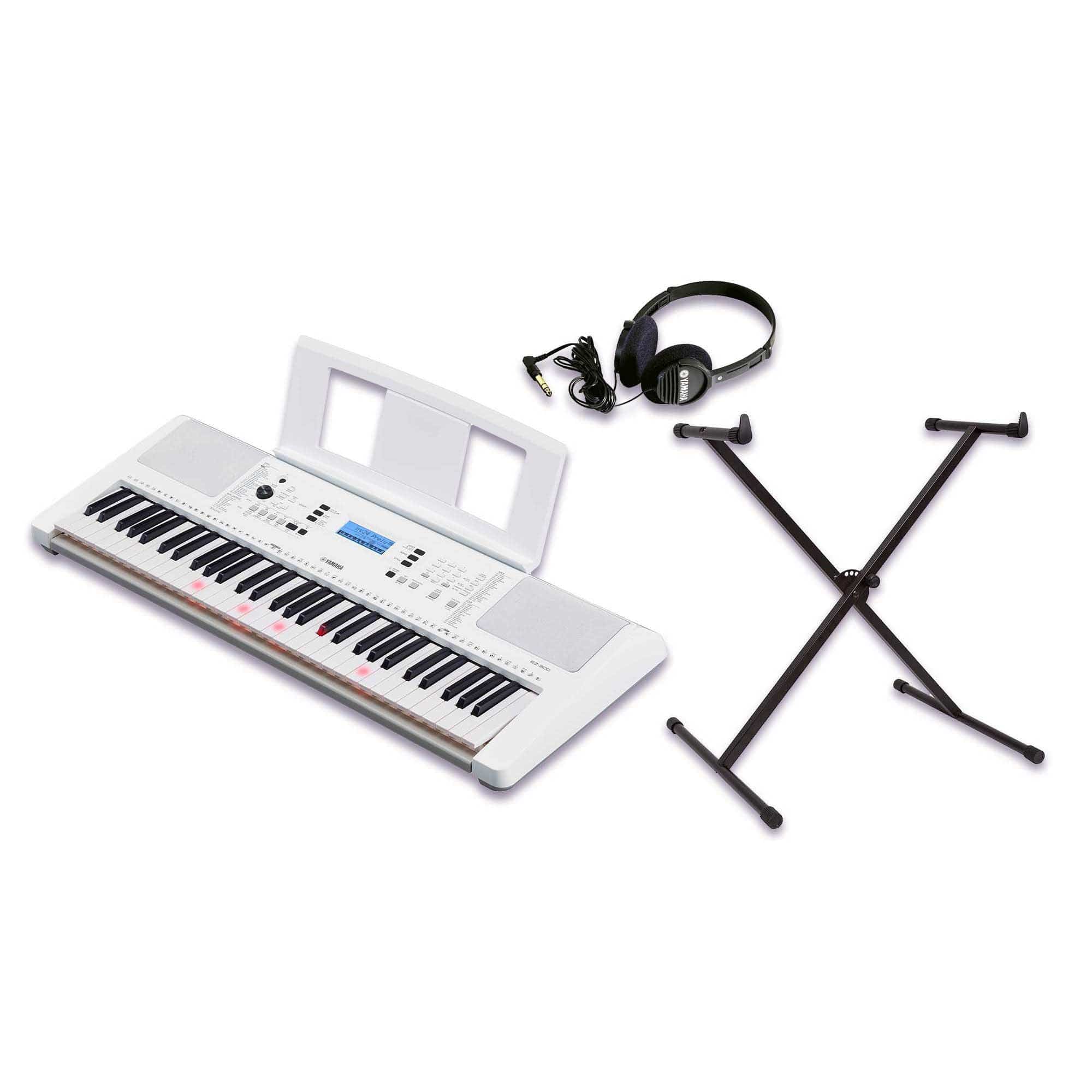 Yamaha EZ-300 Beginner's 61-Key Lighted Portable Musical Keyboard, Stand, Headphones & Power Adapter Bundle