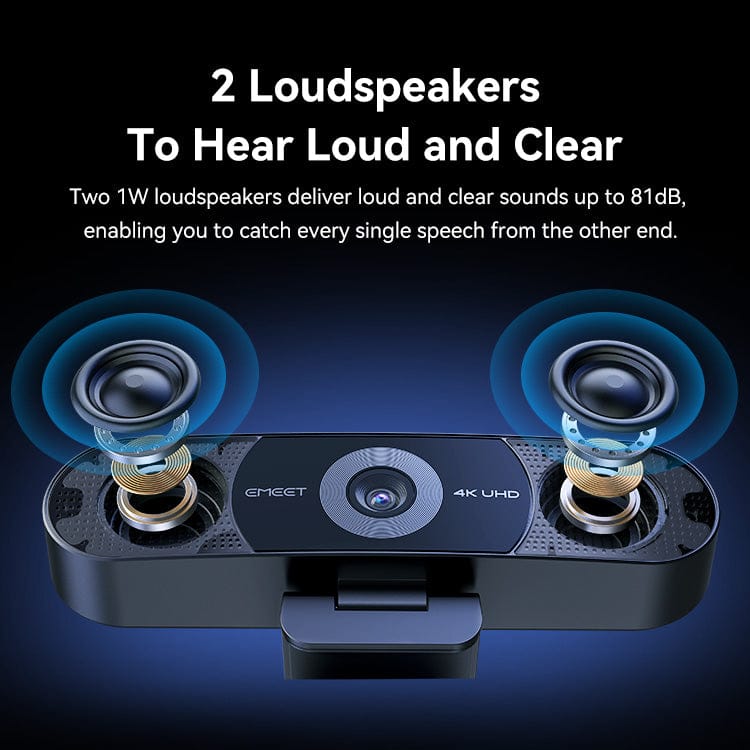EMEET C980 Pro 4K Webcam with Dual Speakers and Quad Mic Array, Black