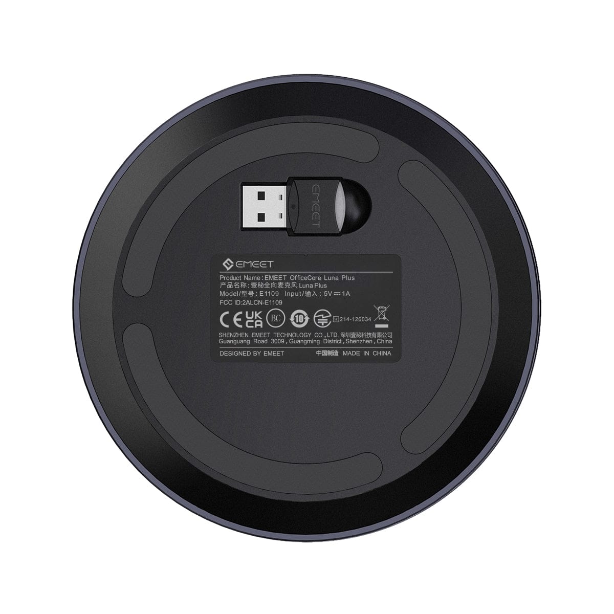 EMEET Luna Plus Speakerphone, 8 Noise Cancelling Mics, USB/Bluetooth/Dongle with Extra Extension Mic, Gray