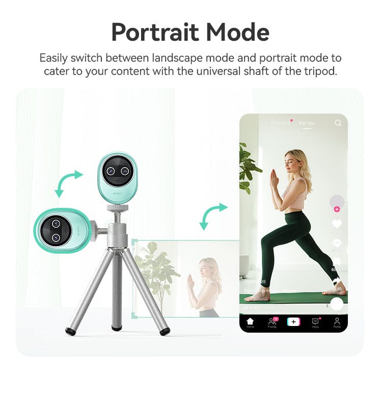 EMEET Piko+ Dual-lens 4K Webcam, Cute Appearance and Privacy Design, Work with EMEET Studio, Black