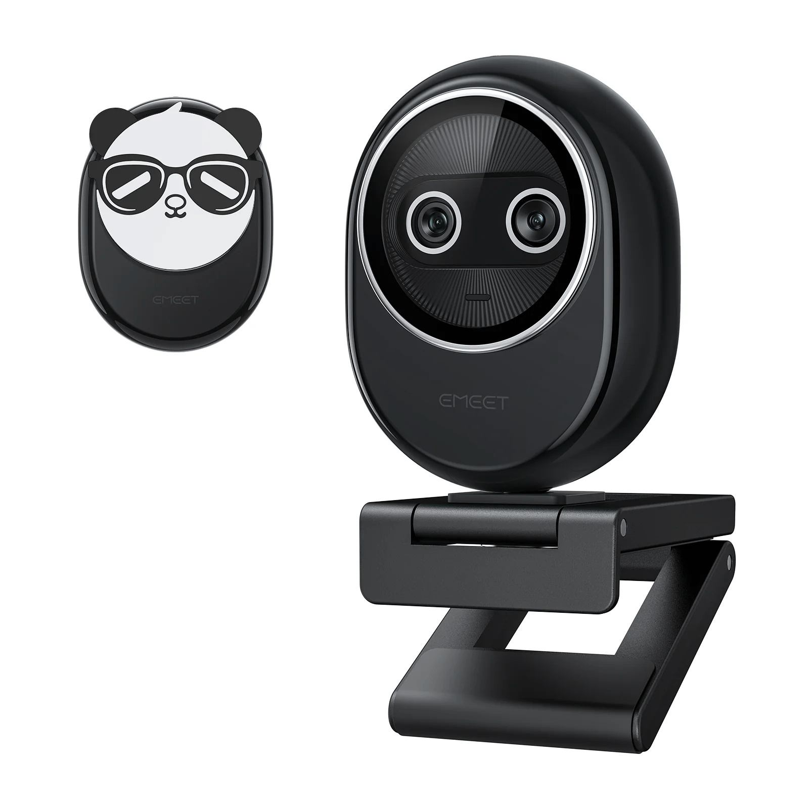 EMEET Piko+ Dual-lens 4K Webcam, Cute Appearance and Privacy Design, Work with EMEET Studio, Black