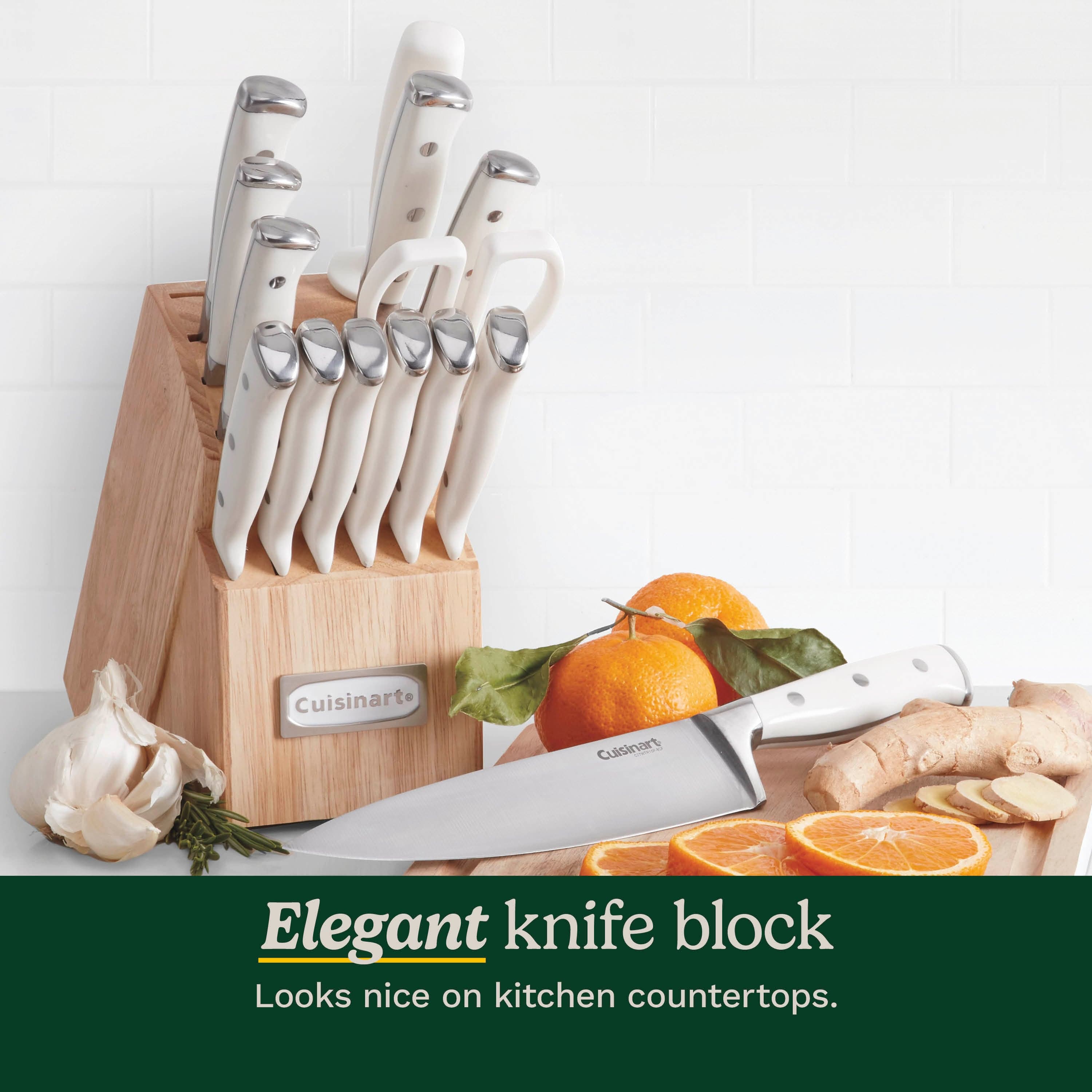 Cuisinart Triple Rivet 15 Piece Knife Block Set, White
