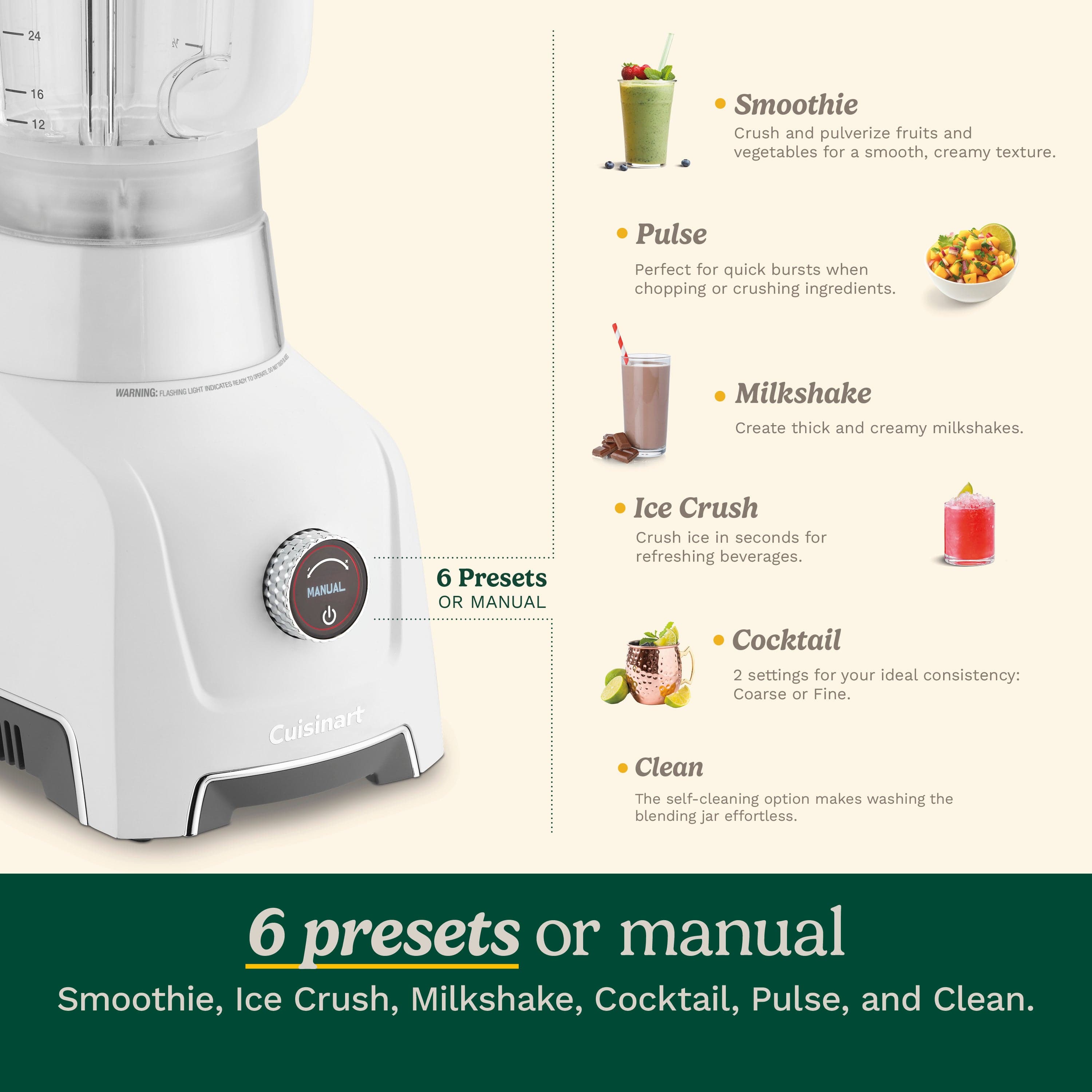 Cuisinart Hurricane® 48 oz Glass Jar Blender, white