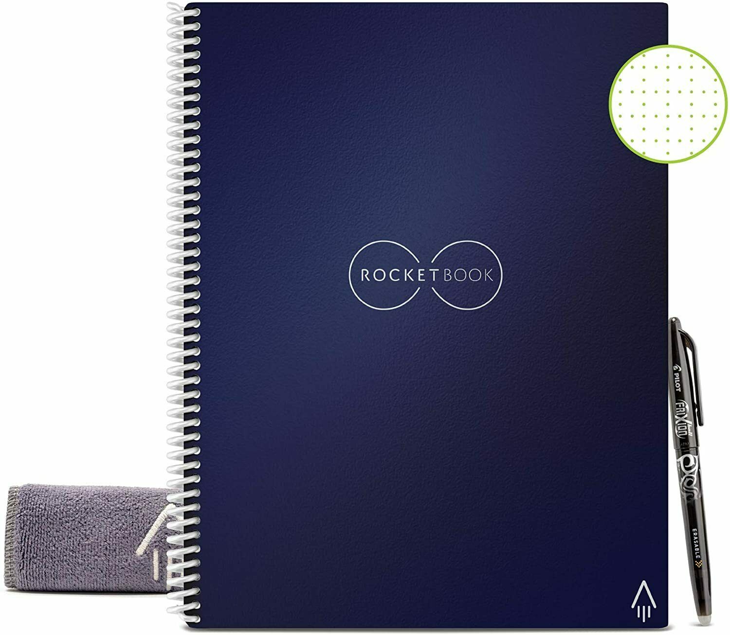 Rocketbook Core Smart Reusable Notebook Pen & Microfiber Cloth Letter Size