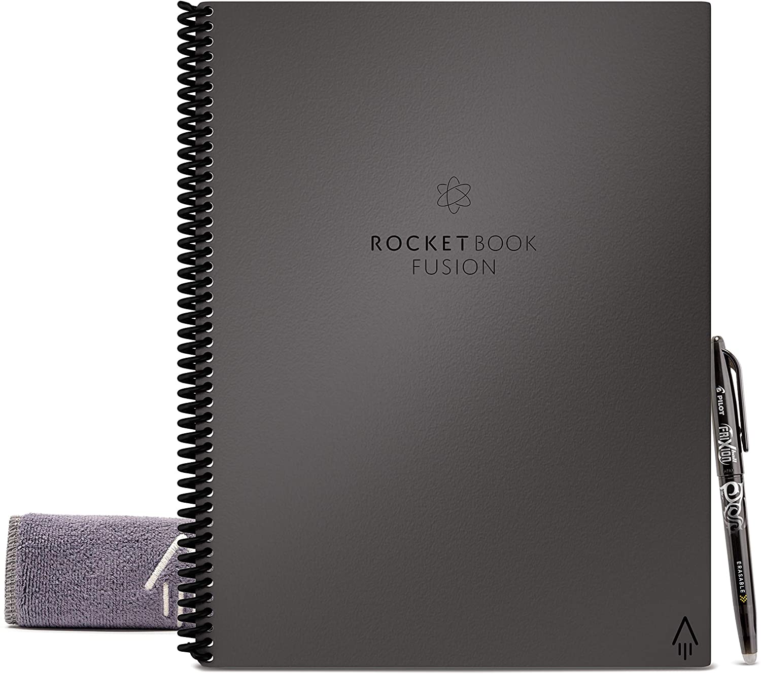 Rocketbook EVRF-L-K Fusion Smart Reusable Notebook with Pen and Microfiber Cloth, Letter Size
