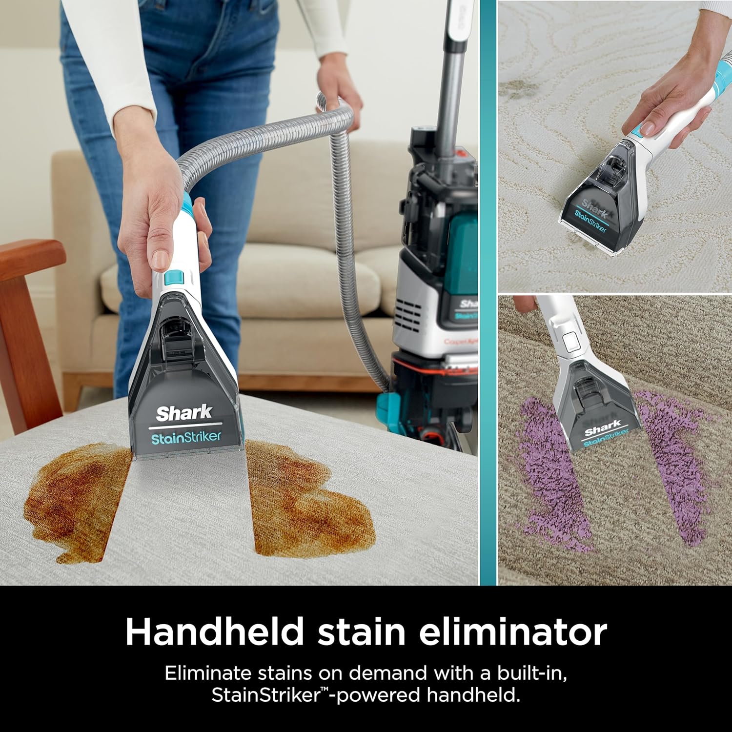 Shark CarpetXpert Upright Carpet Upholstery Cleaner with StainStriker Carpet Shampooer, Cyan - Open Box
