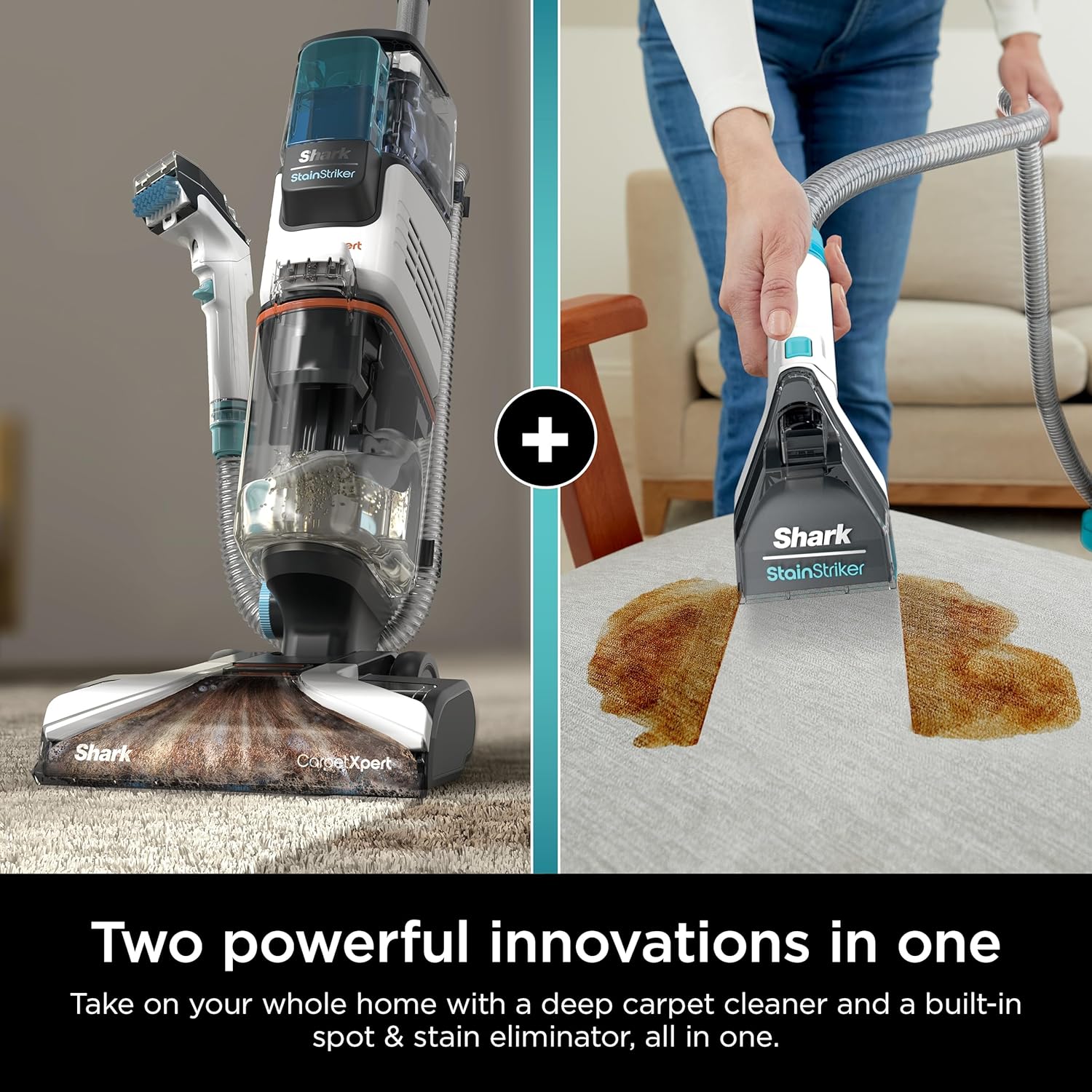 Shark CarpetXpert Upright Carpet Upholstery Cleaner with StainStriker Carpet Shampooer, Cyan - Open Box