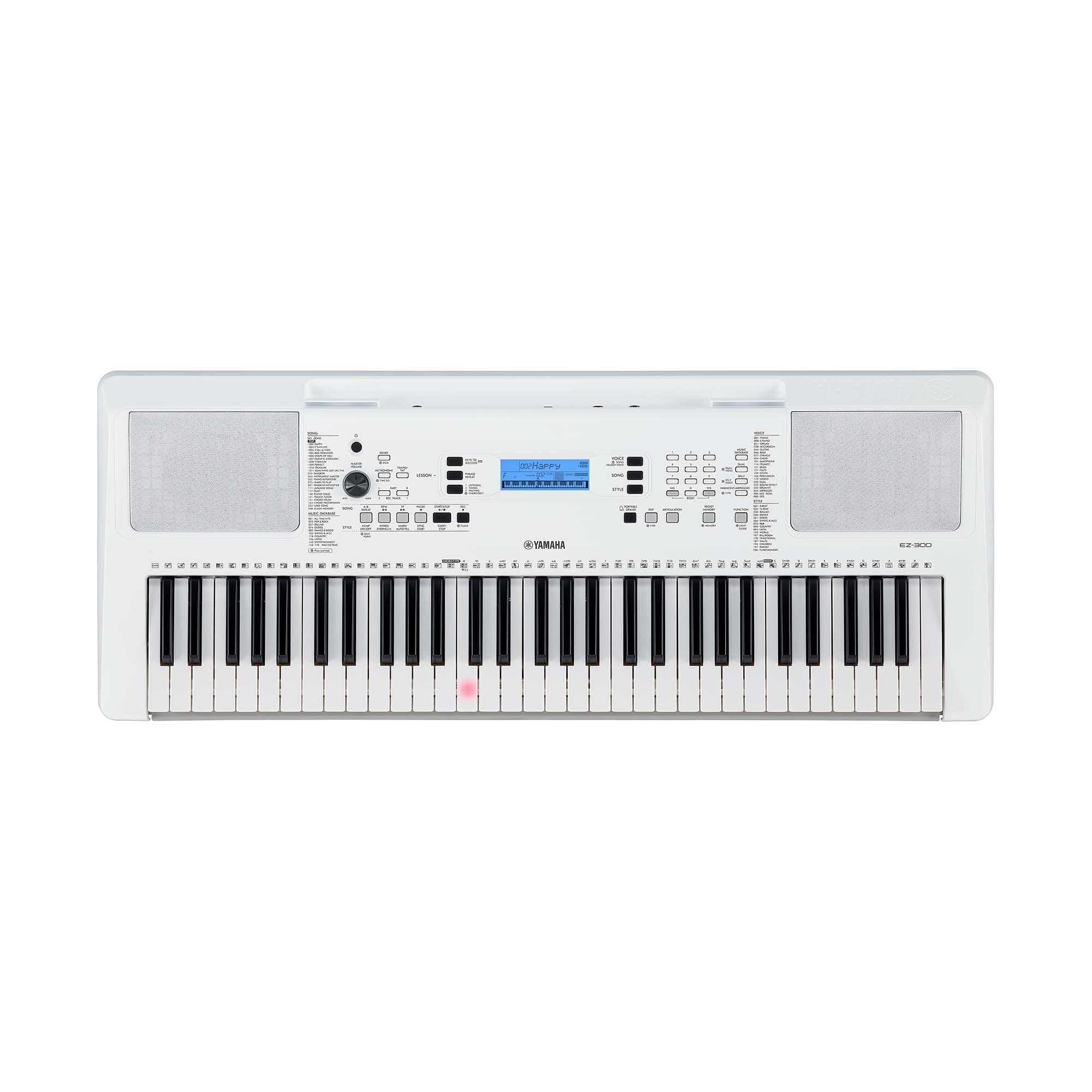 Yamaha EZ-300 Beginner's 61-Key Lighted Portable Musical Keyboard, Stand, Headphones & Power Adapter Bundle
