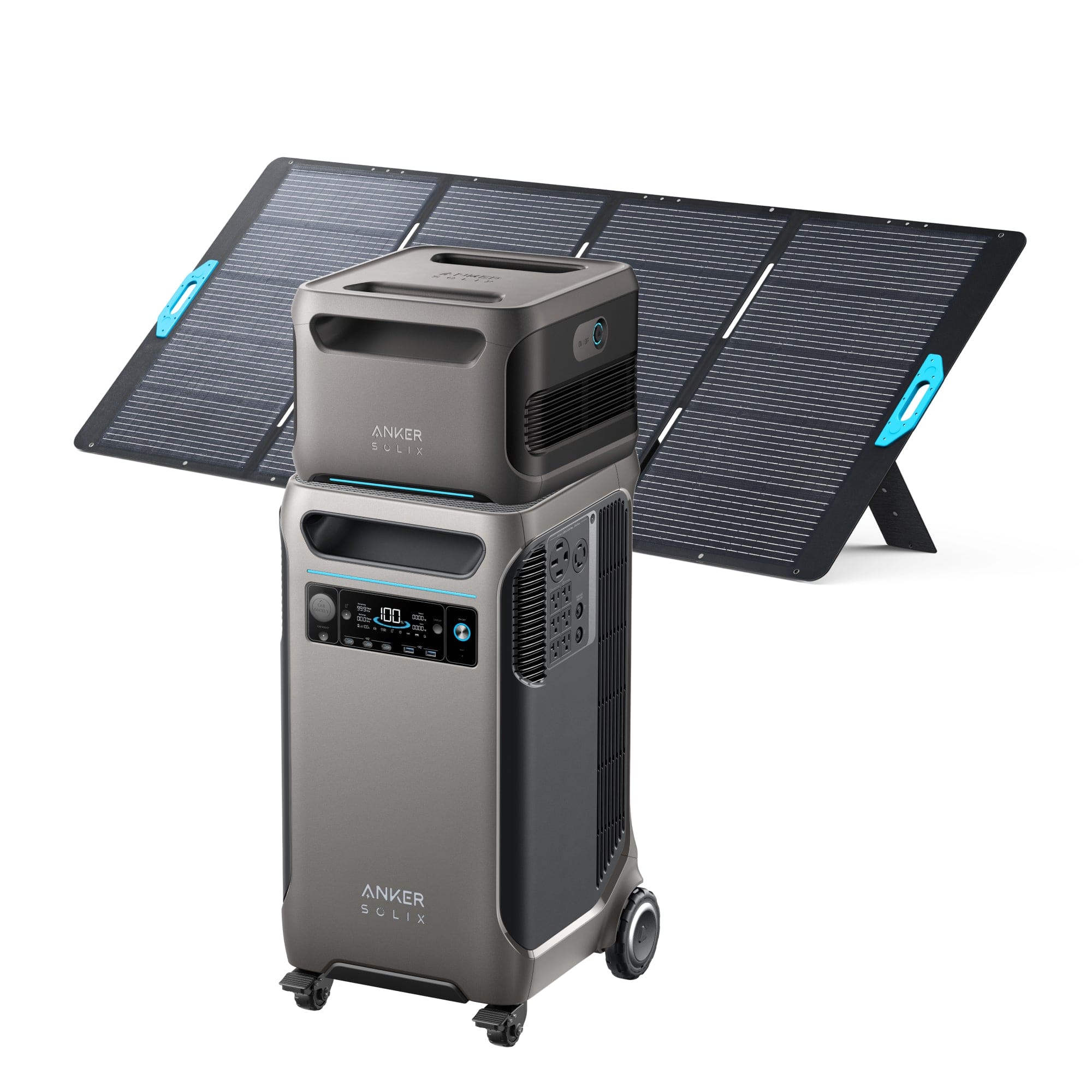 Anker SOLIX F3800 Portable Power Station + Expansion Battery + 400W Solar Panel, 6000W AC Output, Dual-Voltage, EV Charging