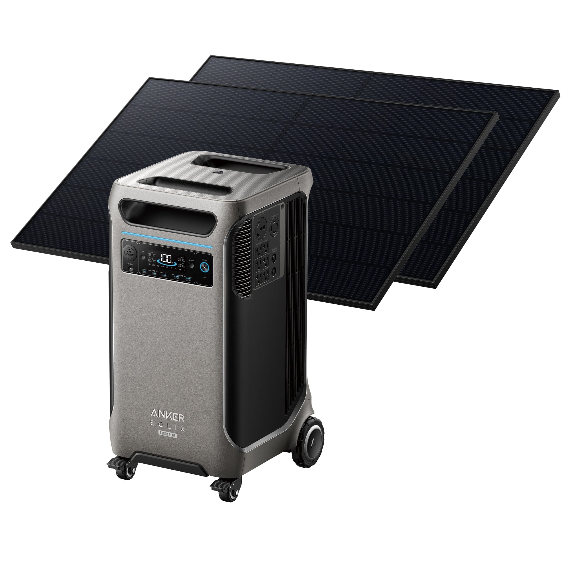 Anker SOLIX F3800 Plus Portable Power Station + 1 Set of 410W Rigid Solar Panels, 53.8kWh Capacity, Fast Recharging, and Sustainable Backup Power