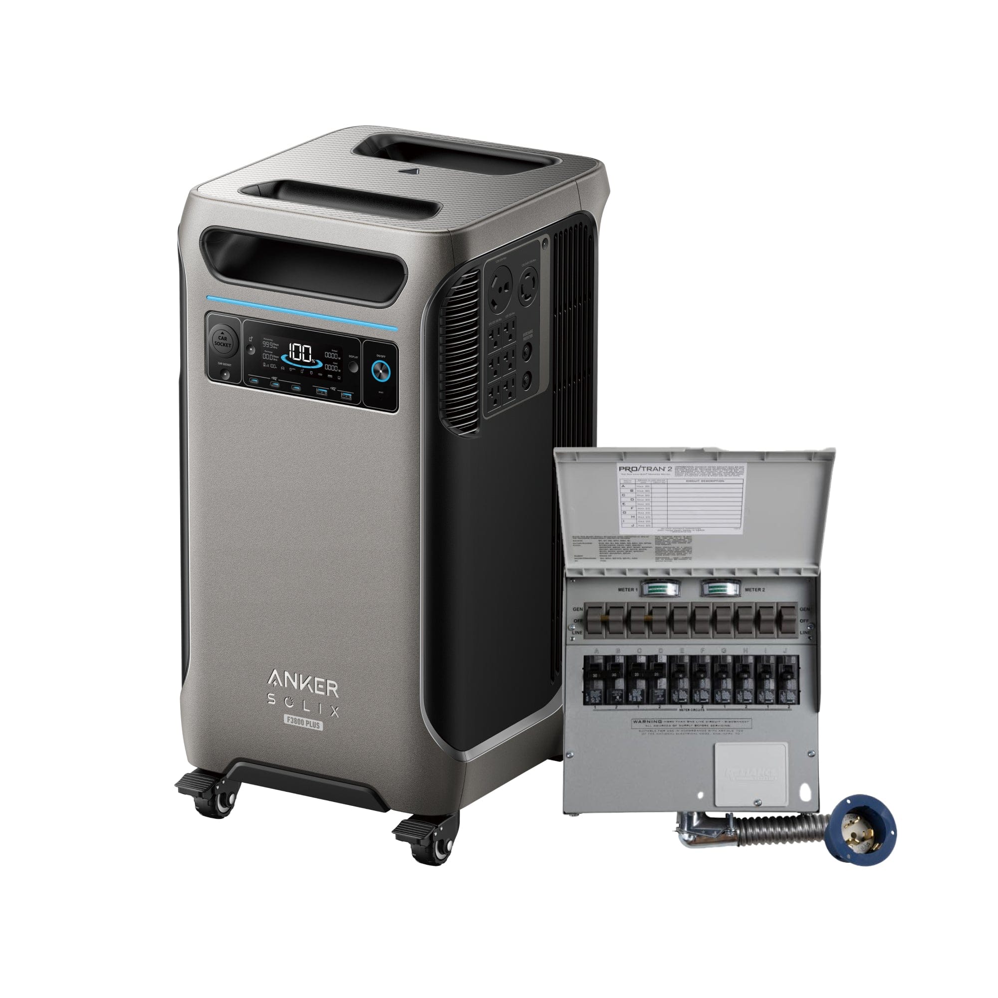 Anker SOLIX F3800 Plus Portable Power Station + 50A Transfer Switch, 53.8kWh Capacity, 3200W Solar Input, Sustainable Whole-Home Backup Power Solution