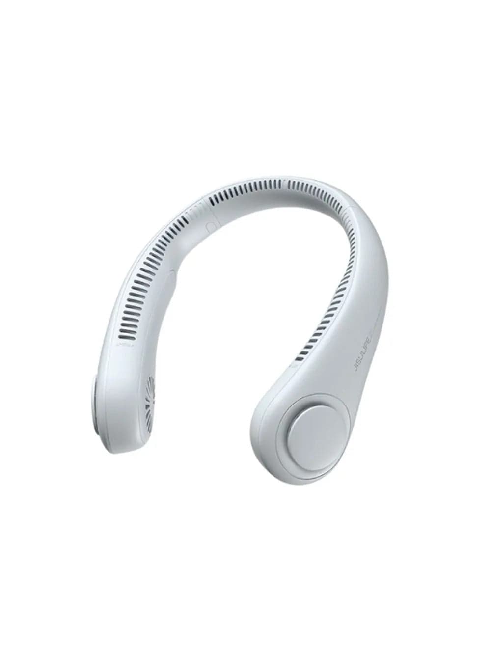 JisuLife Portable Neck Fan, Hands-Free Bladeless, 5-Speed, Wearable Personal Fan, Twistable, Rechargeable, White/Light Grey