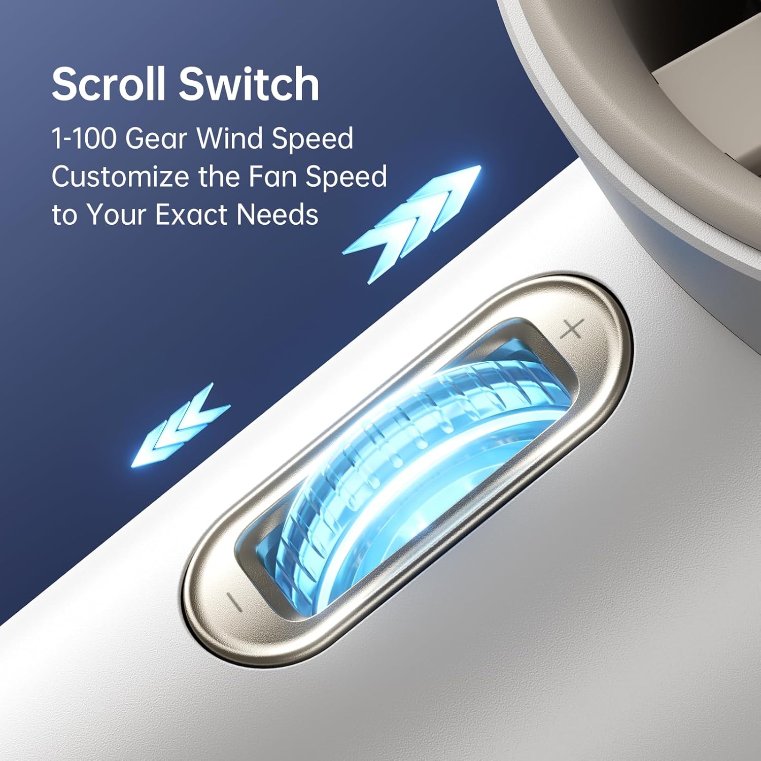 JisuLife Portable Handheld Fan Pro 1S, 1-100 Speed, Adjustable Turbo Mini Rechargeable Personal Fan, White