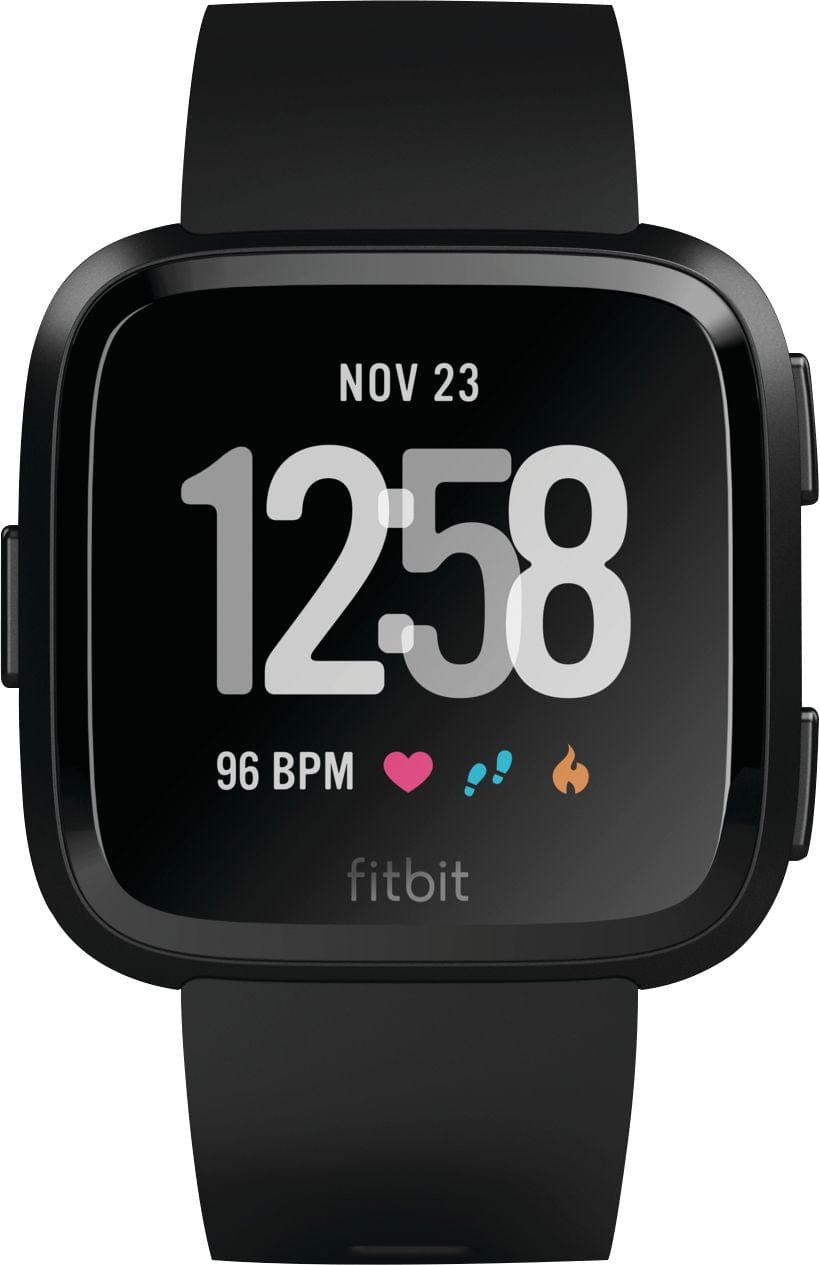 Fitbit Versa Smart Watch, Black/Black Aluminium, One Size (S & L Bands Included) - Certified Refurbished