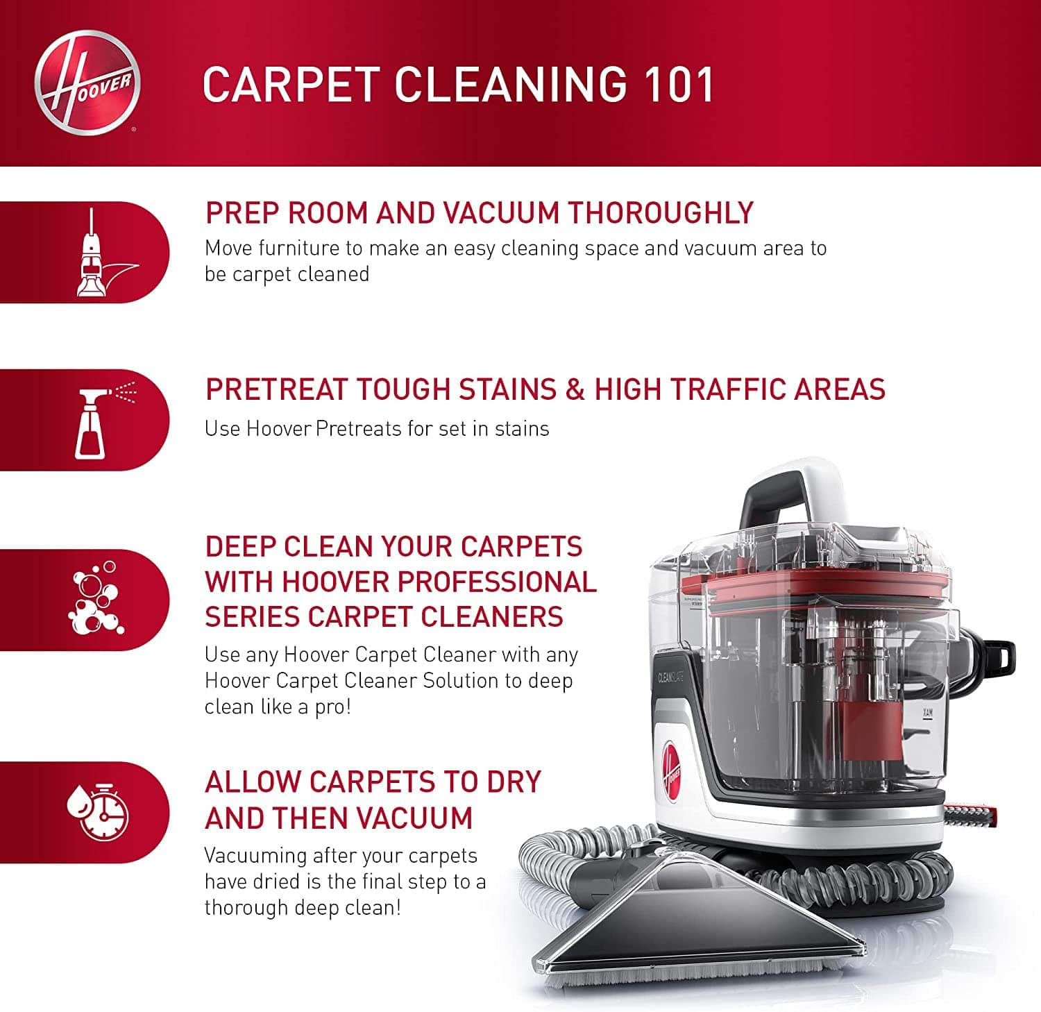 Hoover Cleanslate Portable Carpet Cleaner - Certified Refurbished