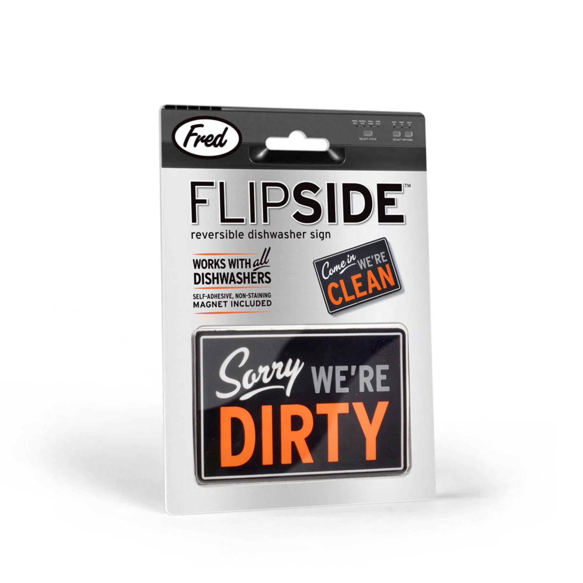 Genuine Fred FLIPSIDE Dishwasher Sign, Self-Adhesive Magnet, Kitchen Gadget