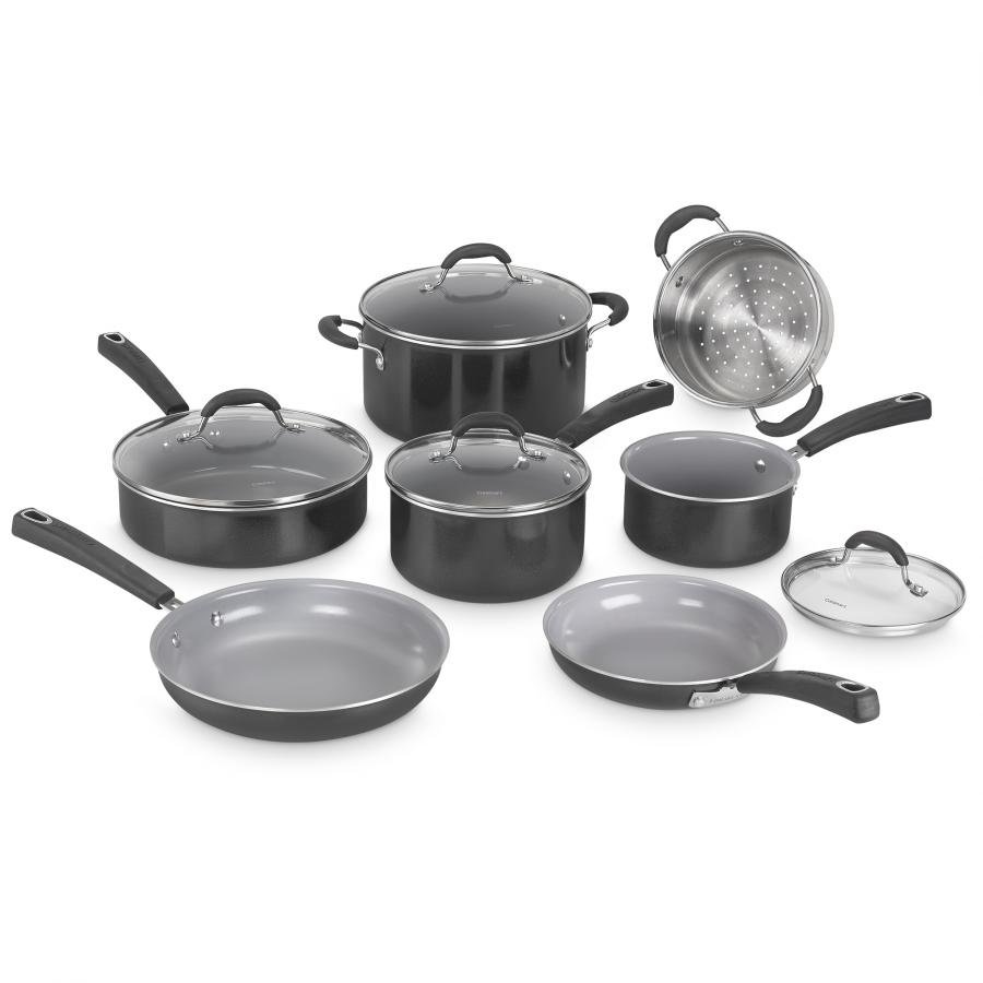 Cuisinart 11 Piece Set Ceramica XT Nonstick Cookware, Black