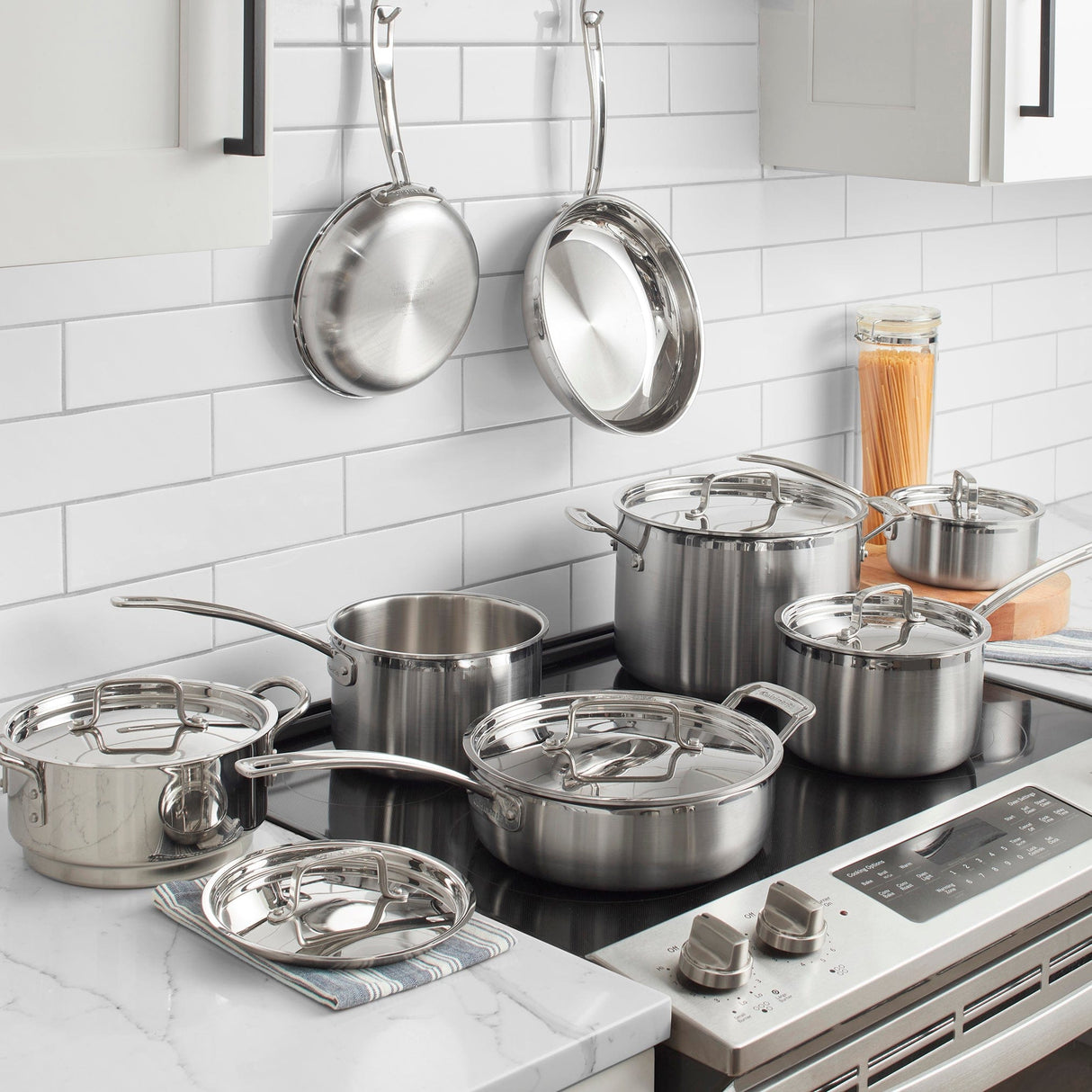 Cuisinart MultiClad Pro Triple Ply Stainless Cookware 12 Piece Set, Silver