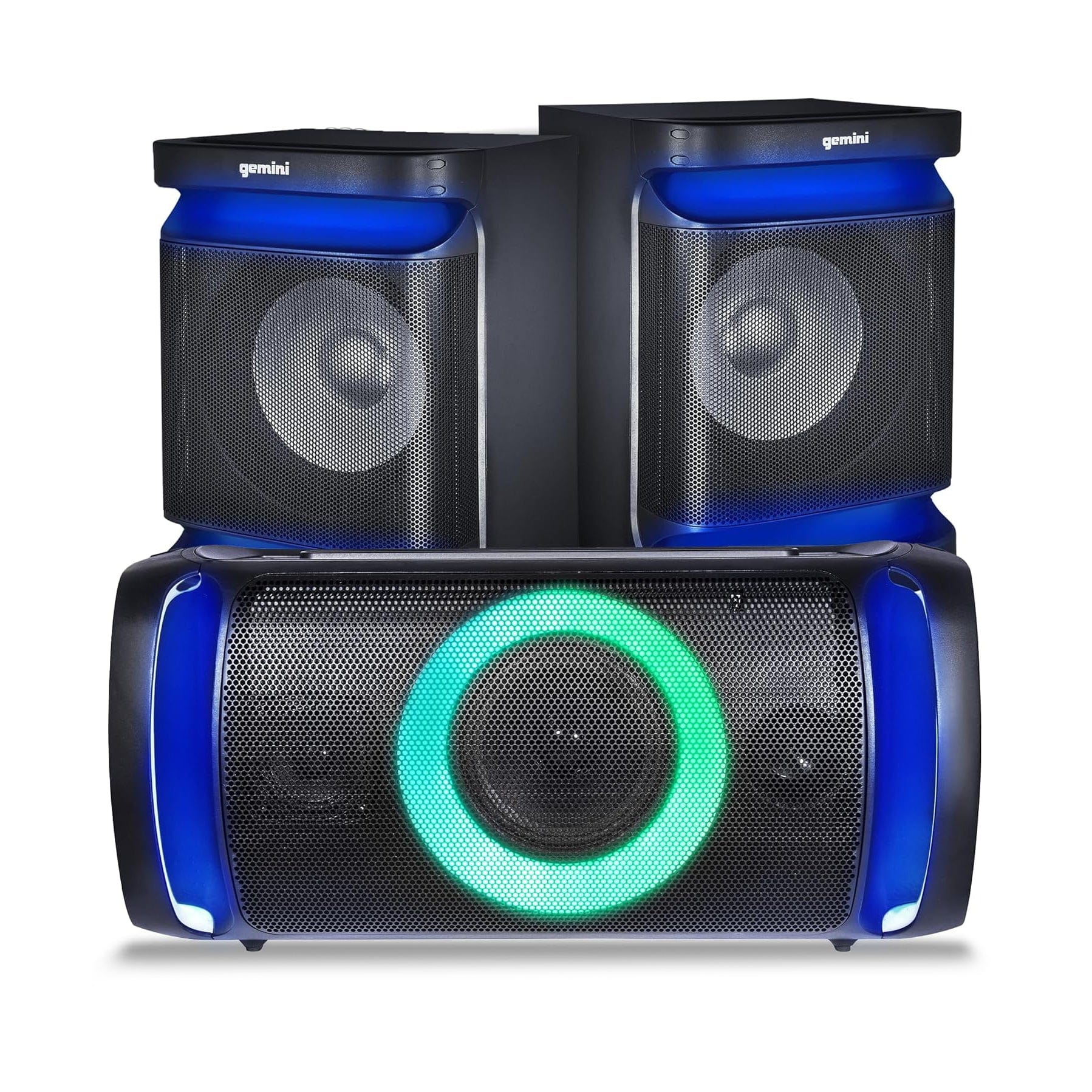 Gemini Home Stereo System with LED Party Lighting, PA / Karaoke System, 2000 Watts, Bluetooth, 8" Dual Subwoofers, Black