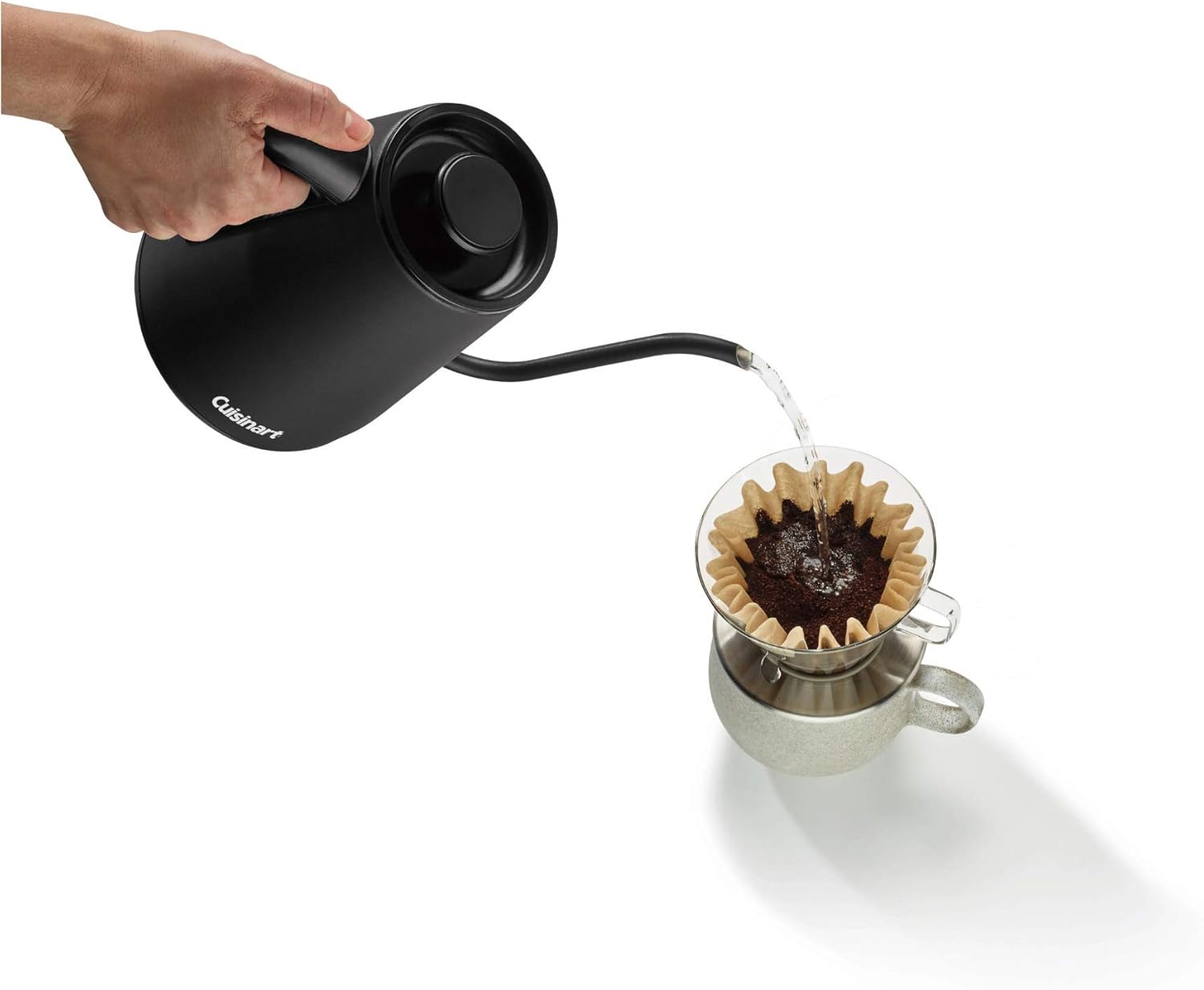 Cuisinart Precision Gooseneck Spout Designed Holds 1-Liter Digital Goose Neck Kettle, Stainless Steel, Black - Certified Refurbished