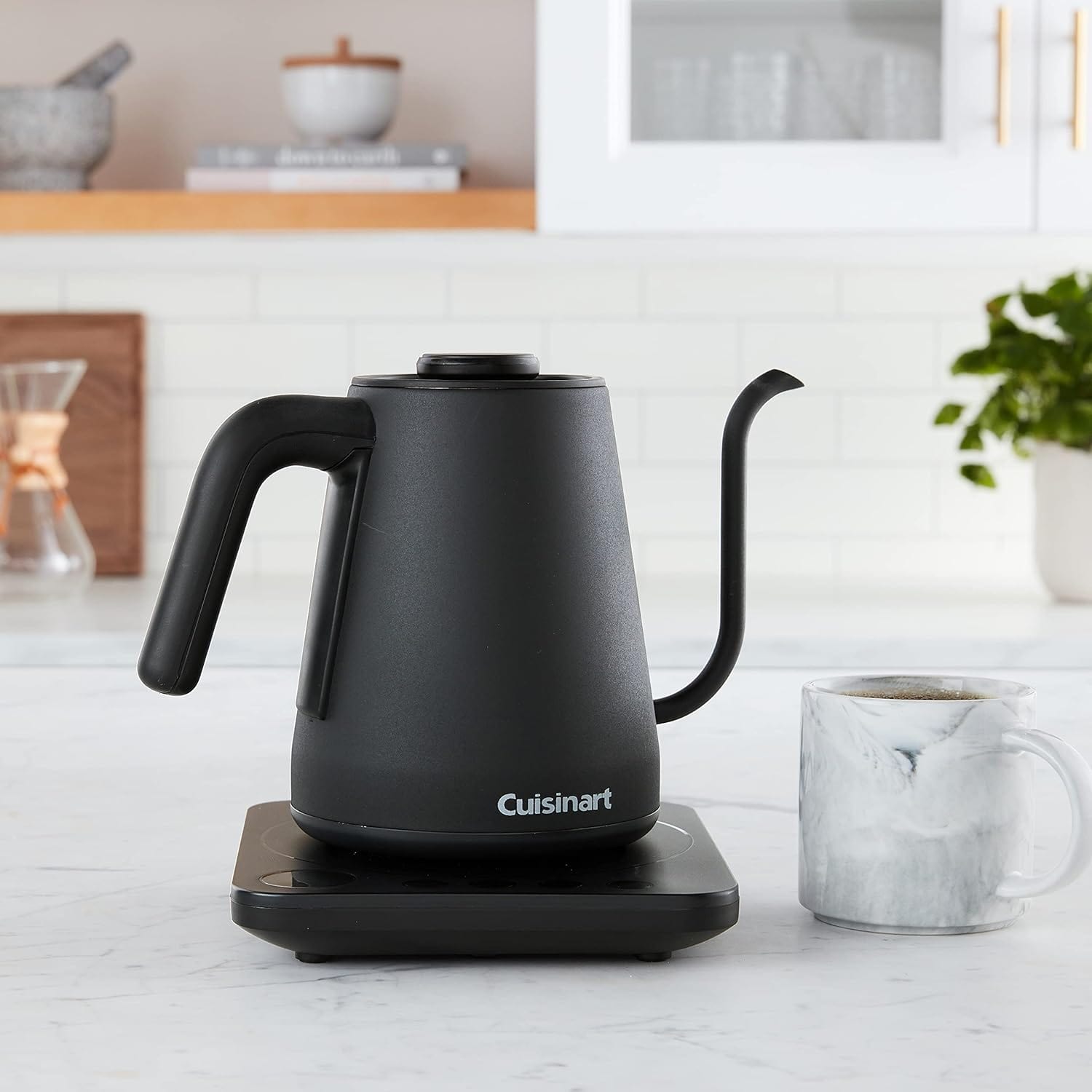 Cuisinart Precision Gooseneck Spout Designed Holds 1-Liter Digital Goose Neck Kettle, Stainless Steel, Black - Certified Refurbished