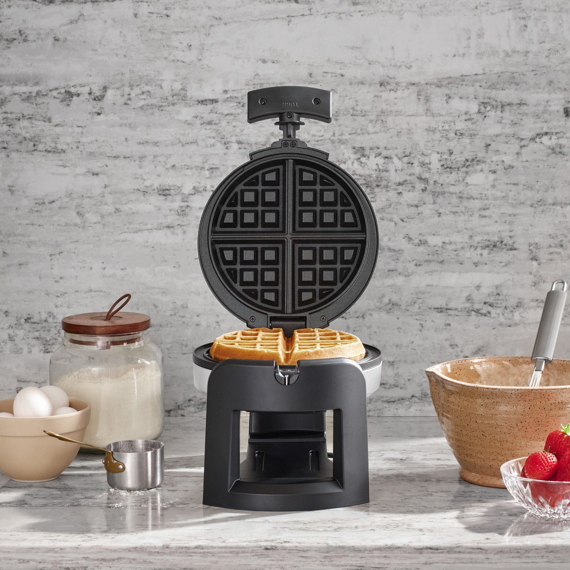 Cuisinart Round Flip Belgian Waffle Maker, Black