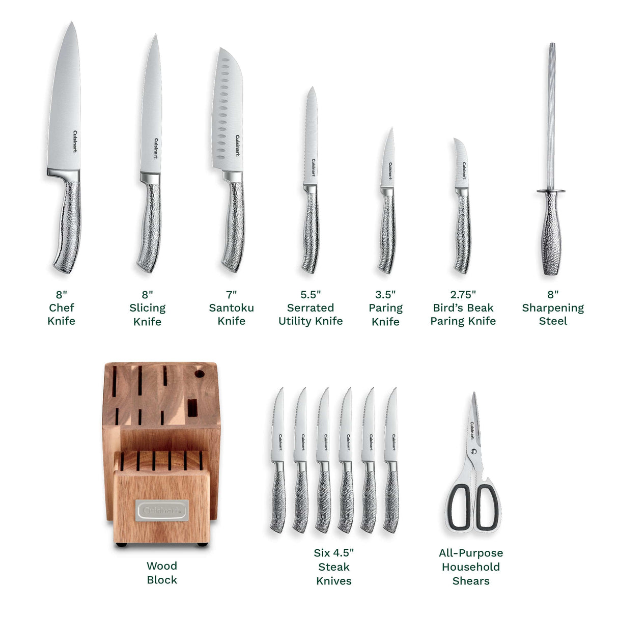 Cuisinart 15pc Stainless Steel Cutlery Block Set, Silver
