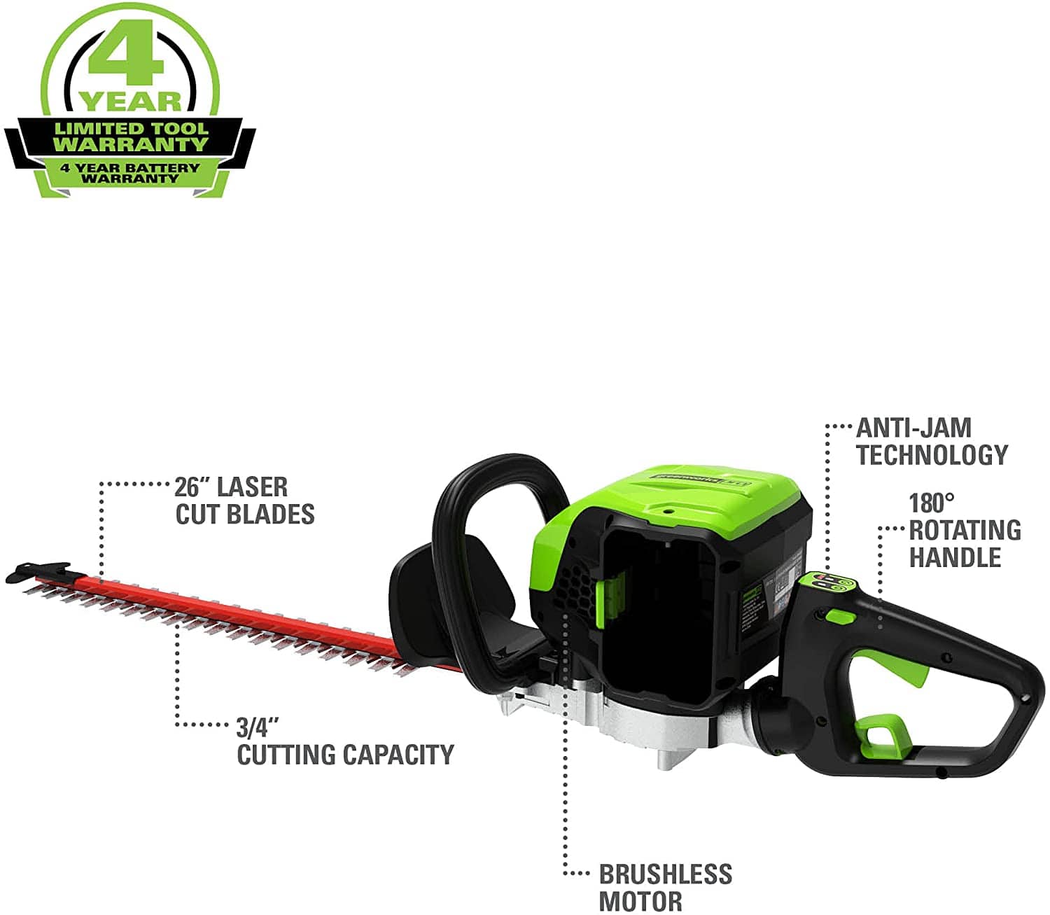 Greenworks 60V 2.0Ah 26" GEN II Hedge Trimmer